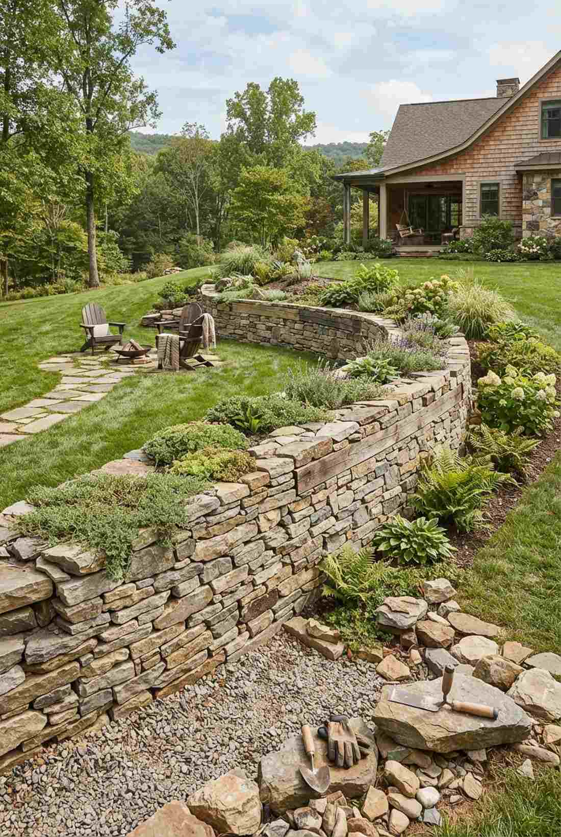 dry stacked stone wall