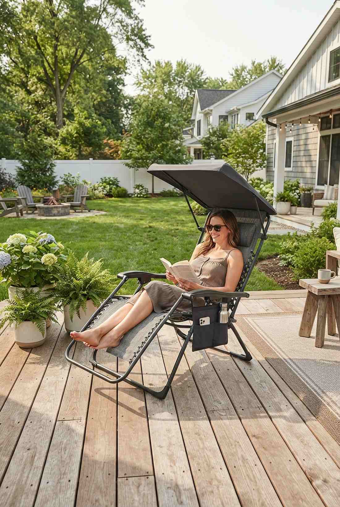 folding lounger with canopy
