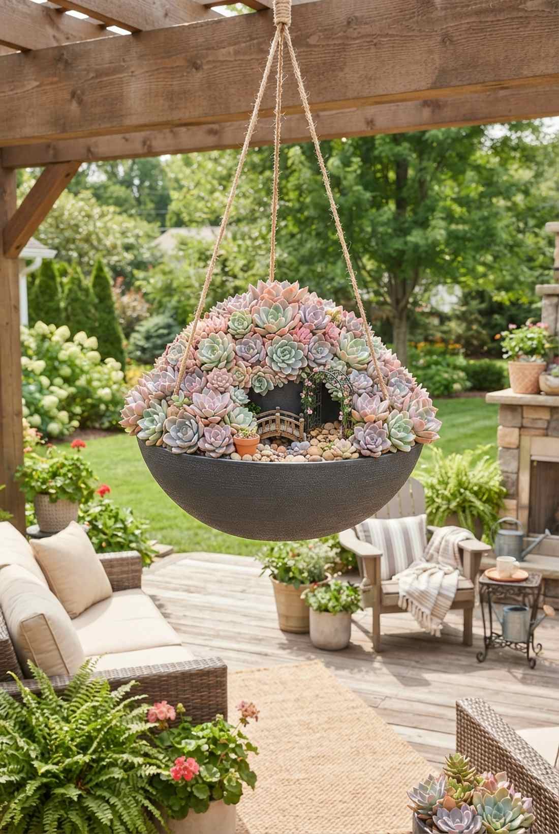 hanging echeveria composition