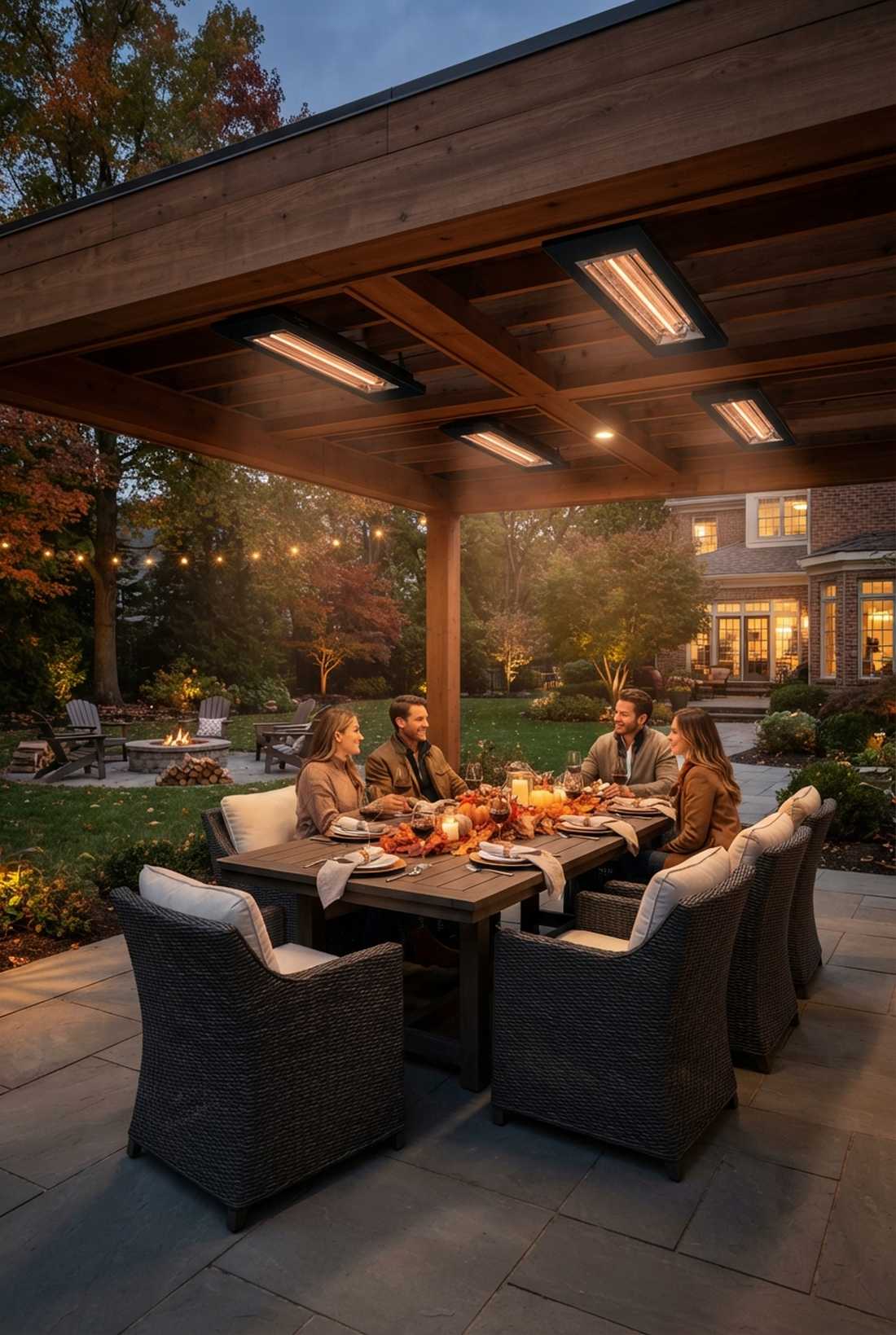 heated pergola with infrared elements