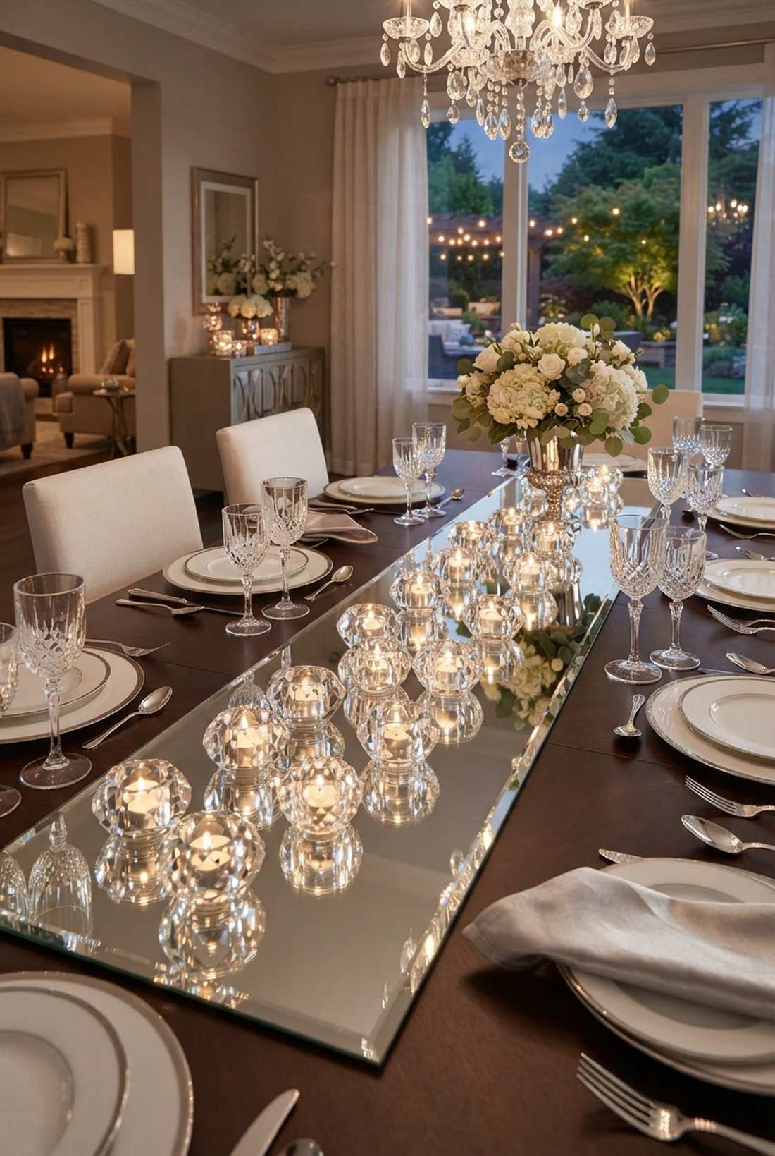 mirror and crystal table accents