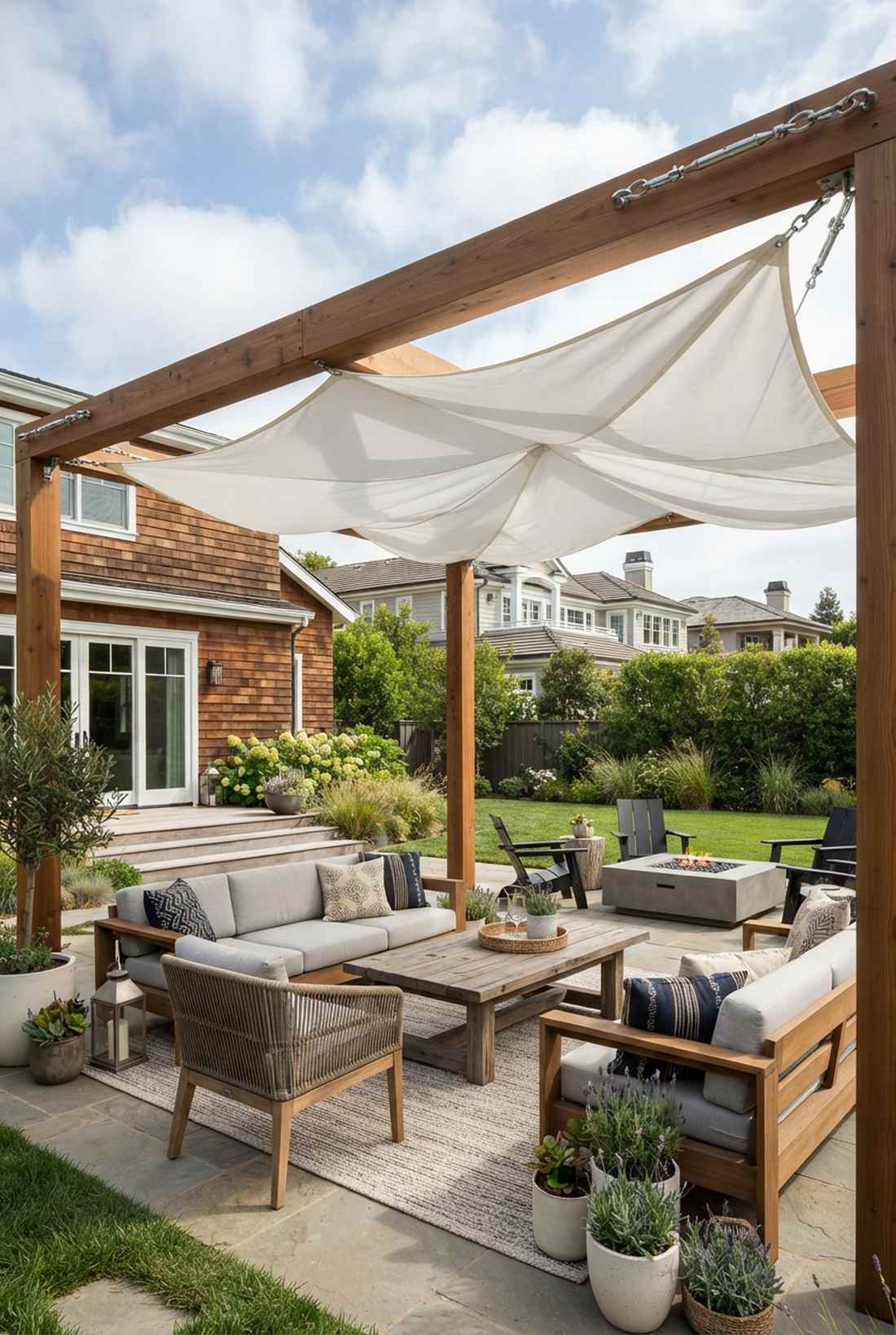 pergola with sailcloth canopy