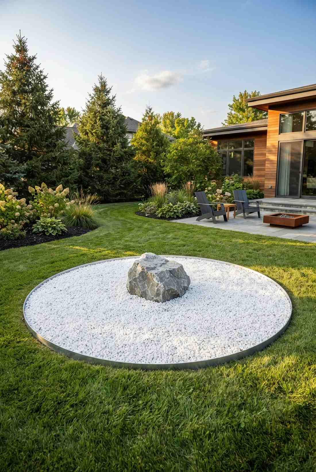 white gravel meditation circle