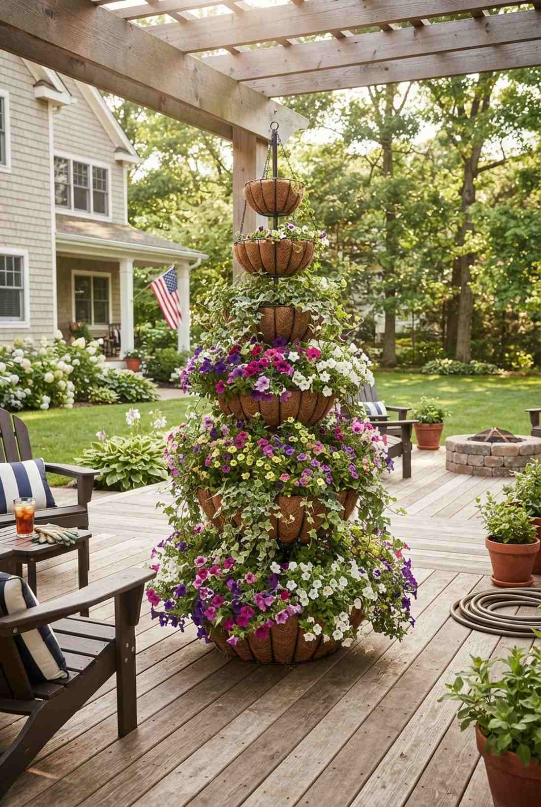 wire basket pyramid tower