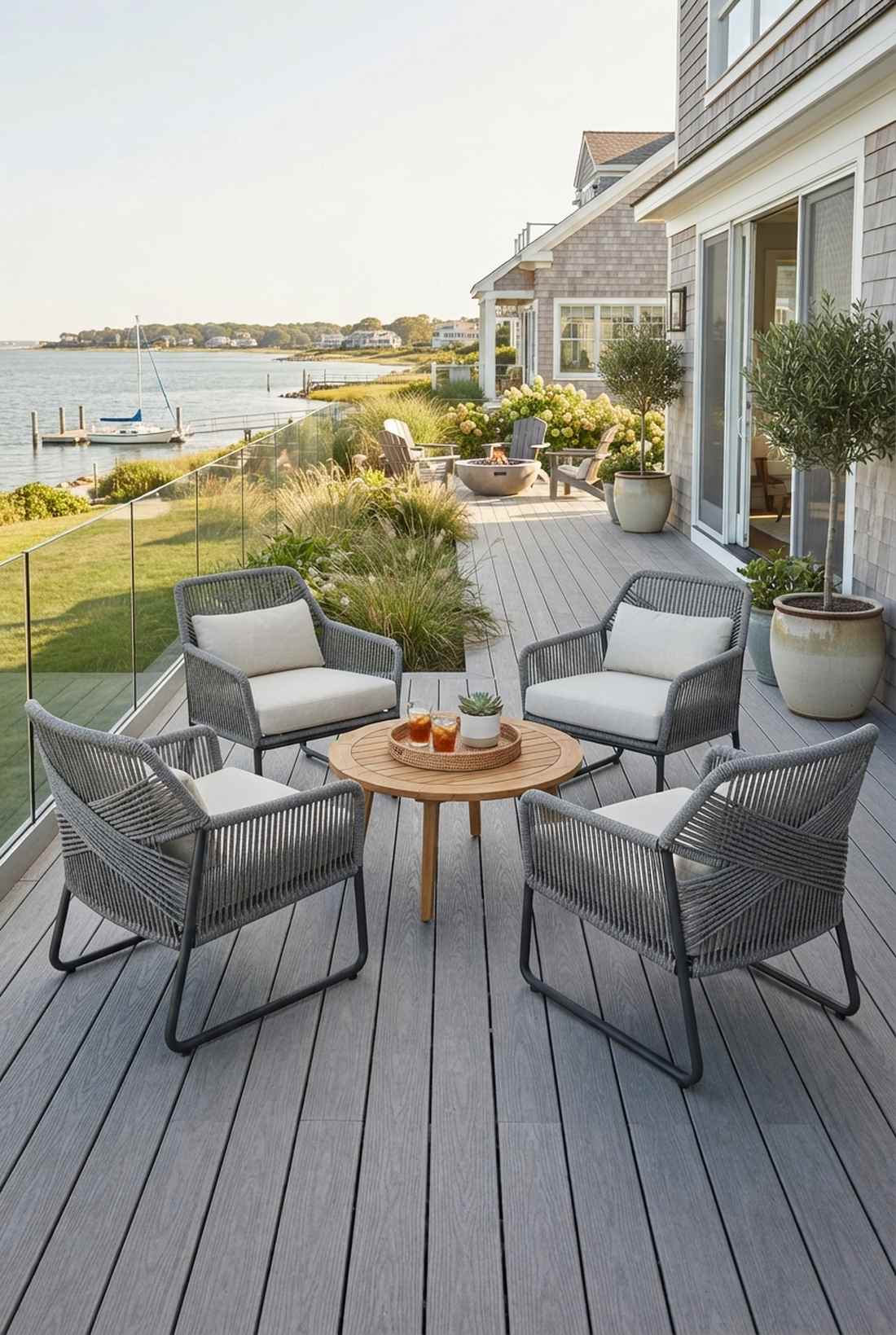 coastal rope wrapped chairs