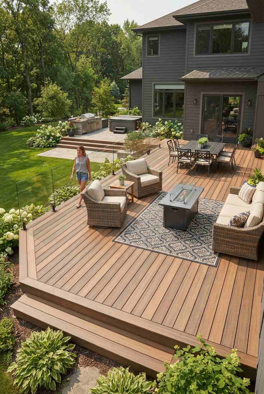 composite decking in multi tone blend