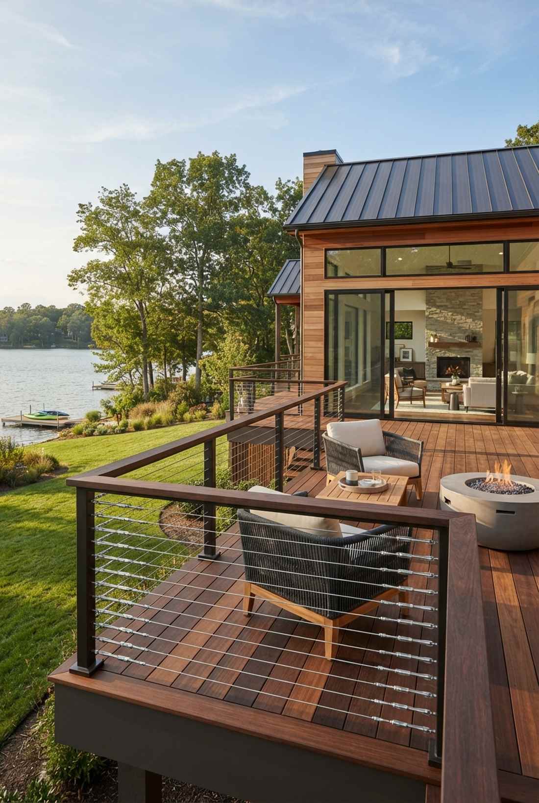 deck with cable railing