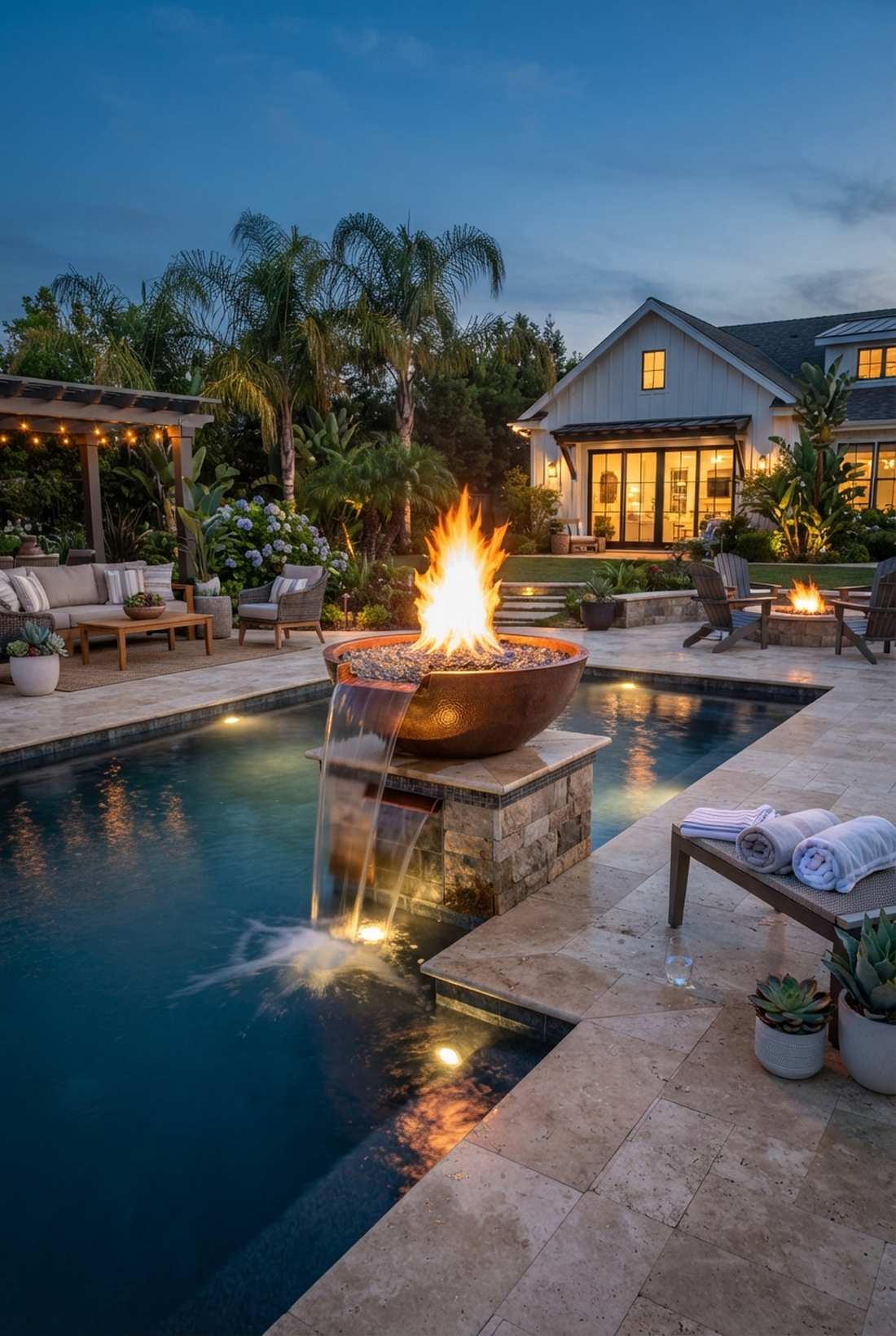 fire and water feature combination