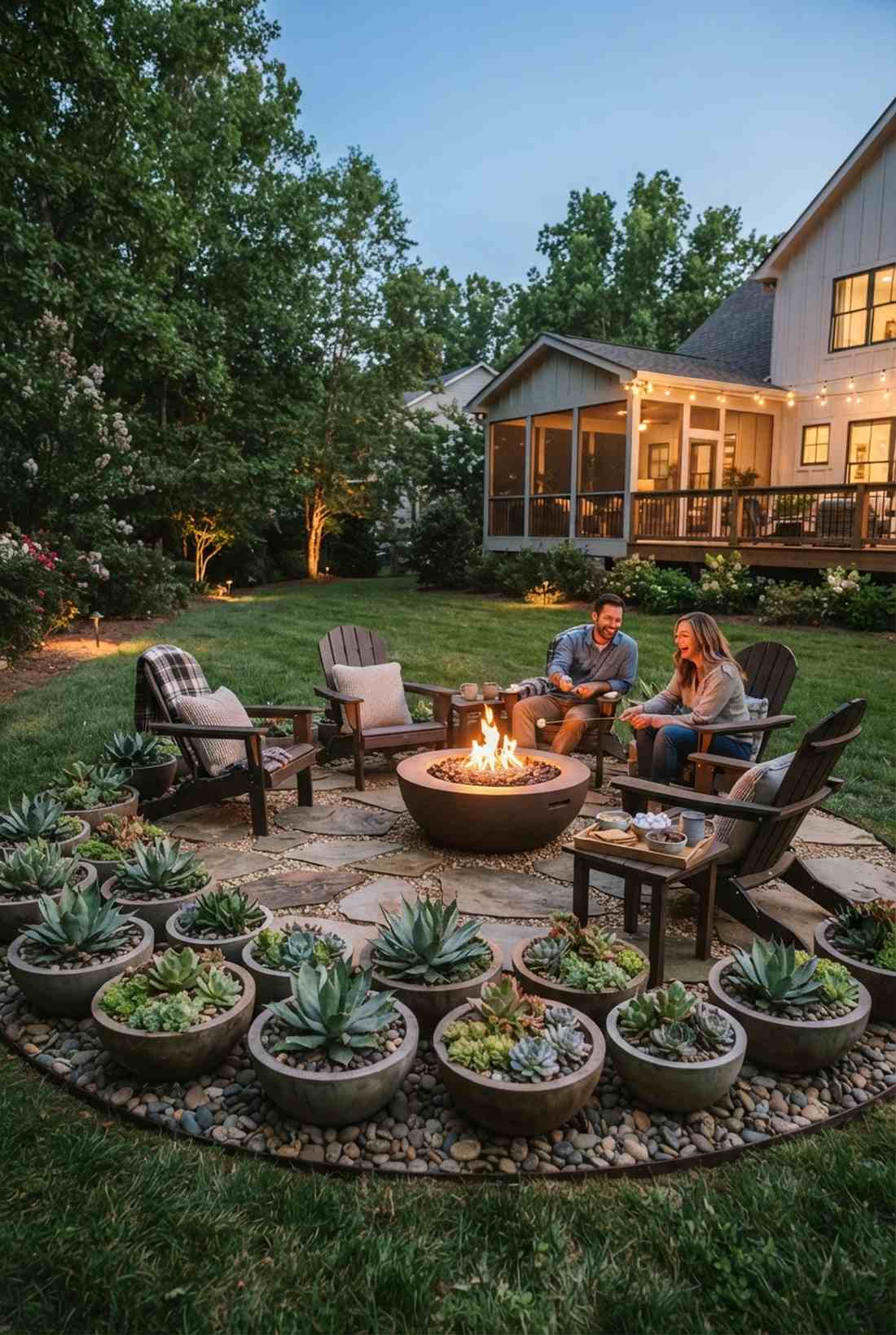 fire pit circle seating garden