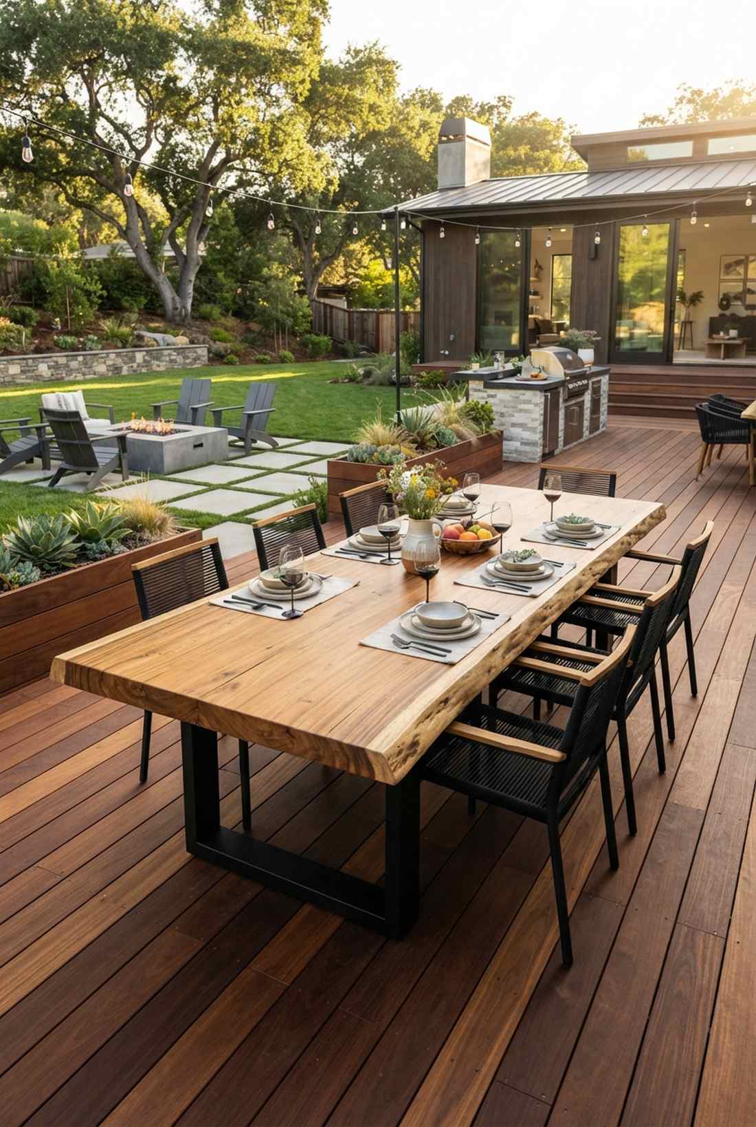 live edge teak dining table