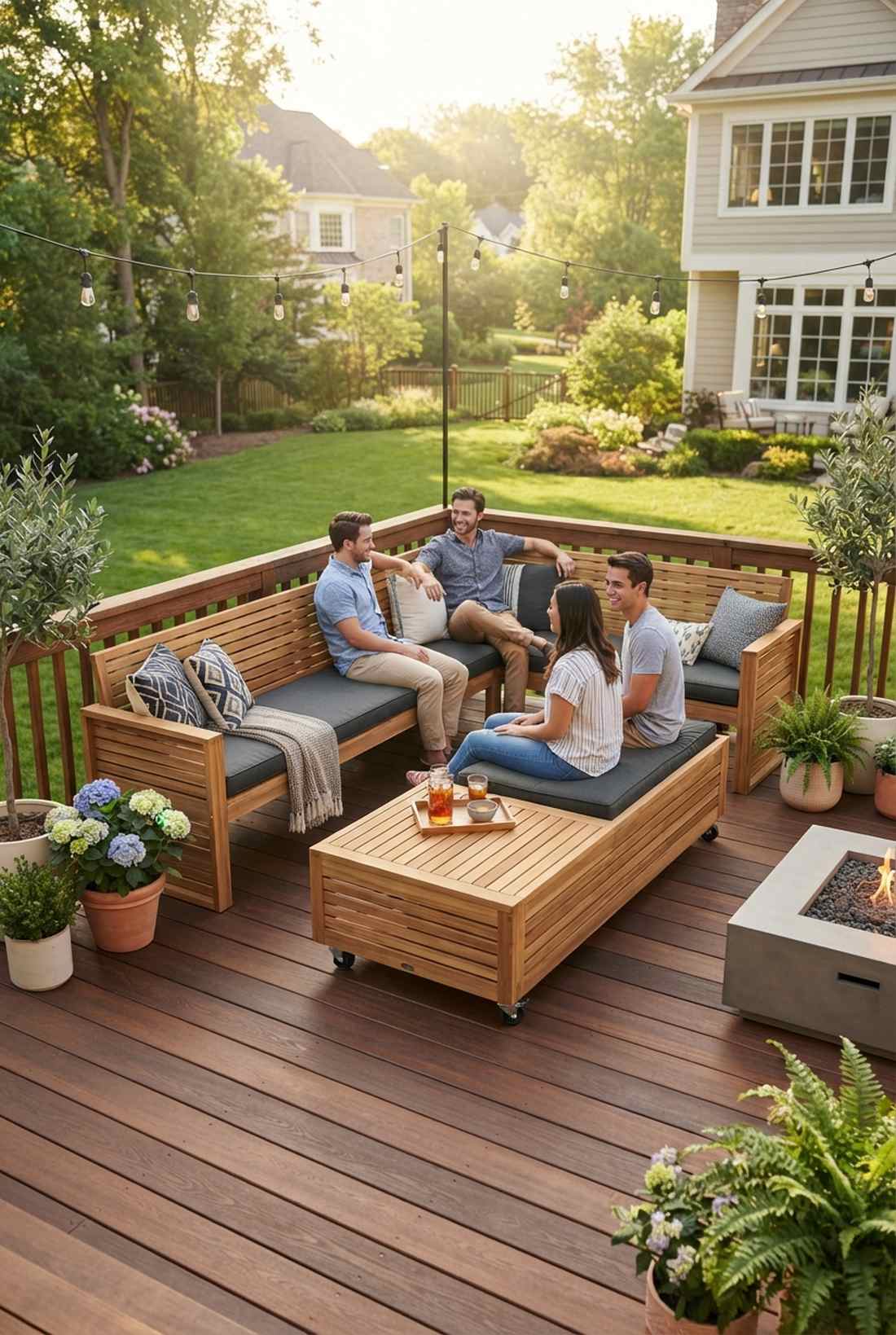 nested l shaped bench set