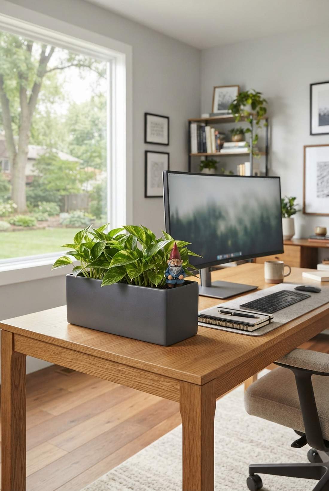 office desk planter gnome