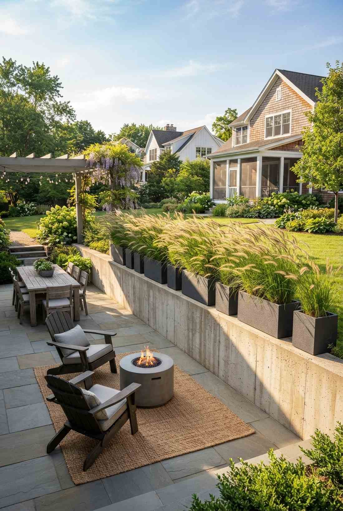 ornamental grasses in planters