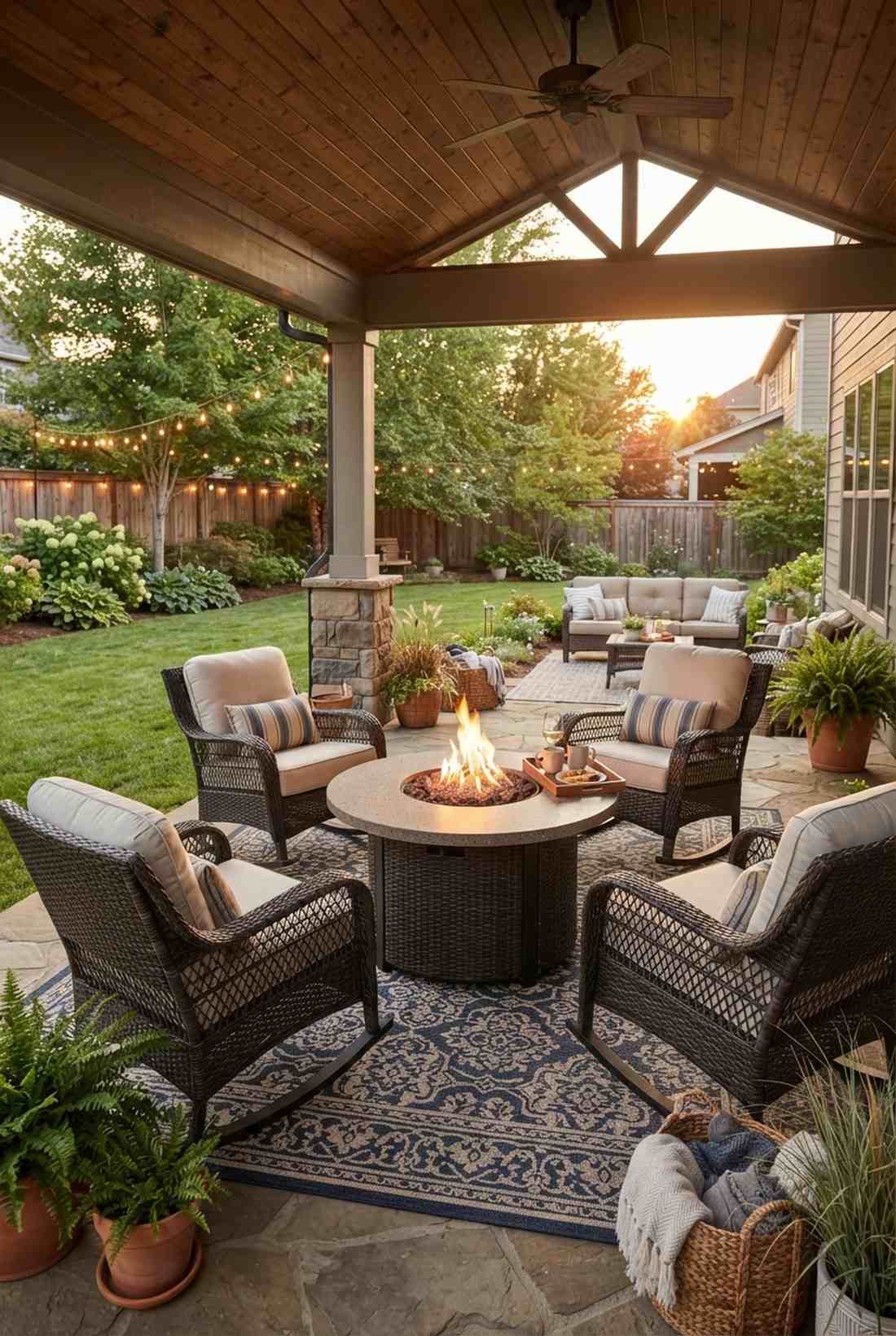 rocking chairs with fire bowl table