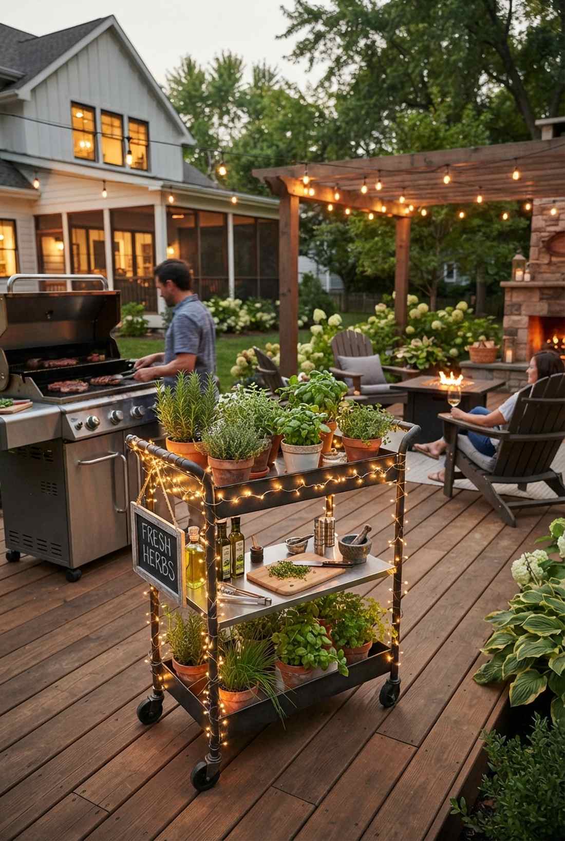 rolling cart herb gardens