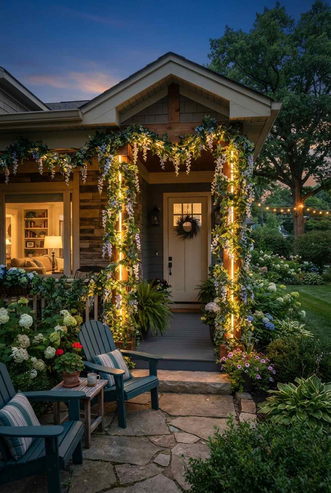 vine wrapped post lights
