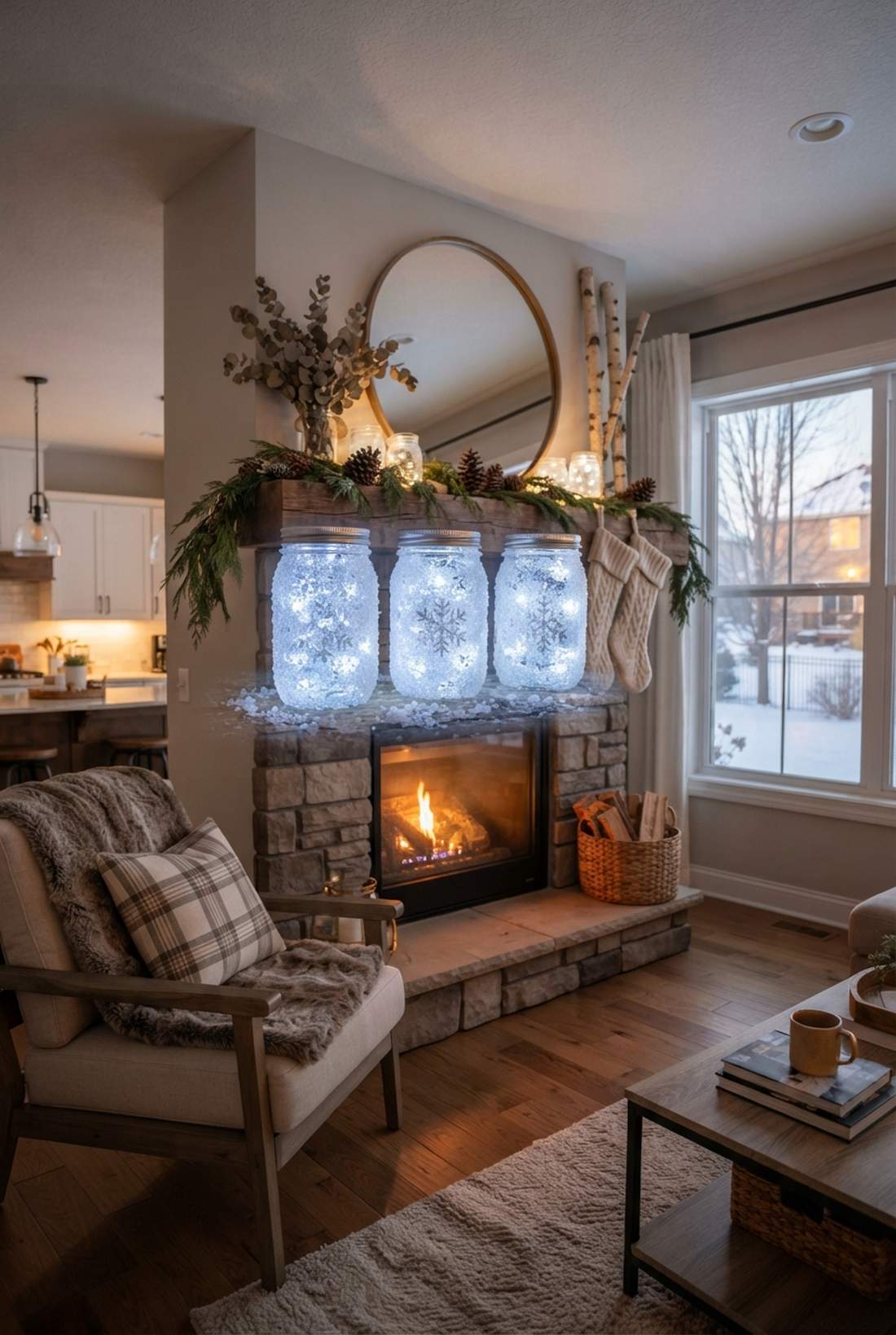 winter snowflake wonderland jars