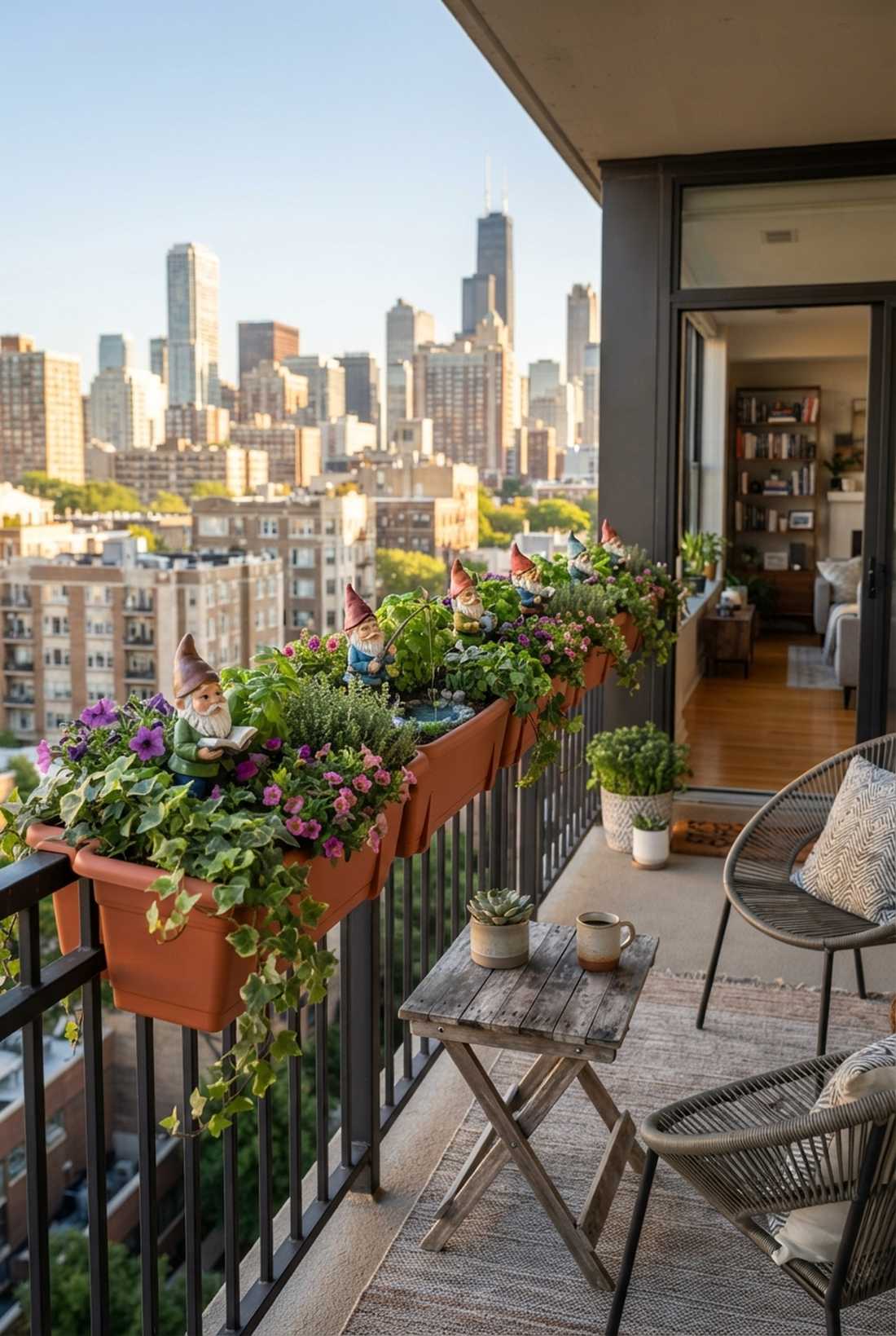 balcony rail planter gnome line
