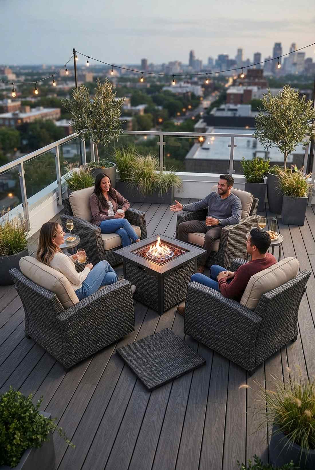 conversation set with fire pit ottoman