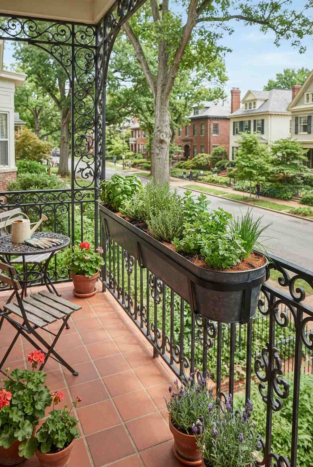 herb railing kitchen garden