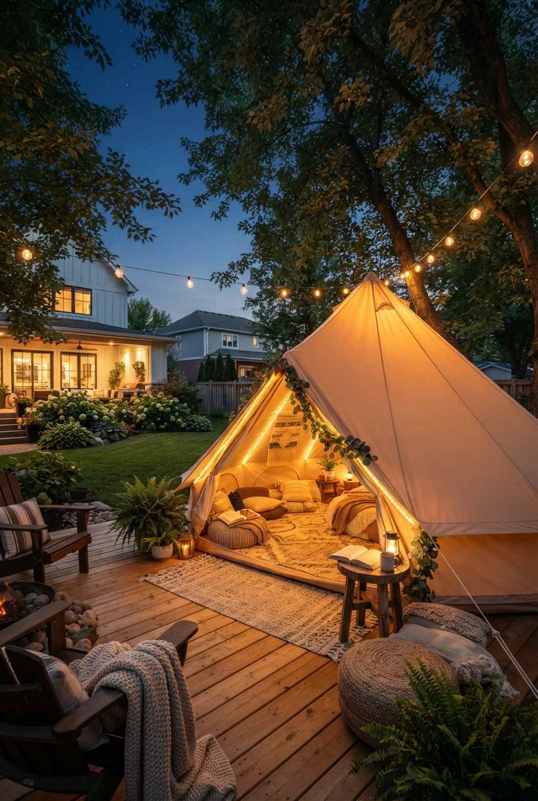 honey colored canopy tent lighting