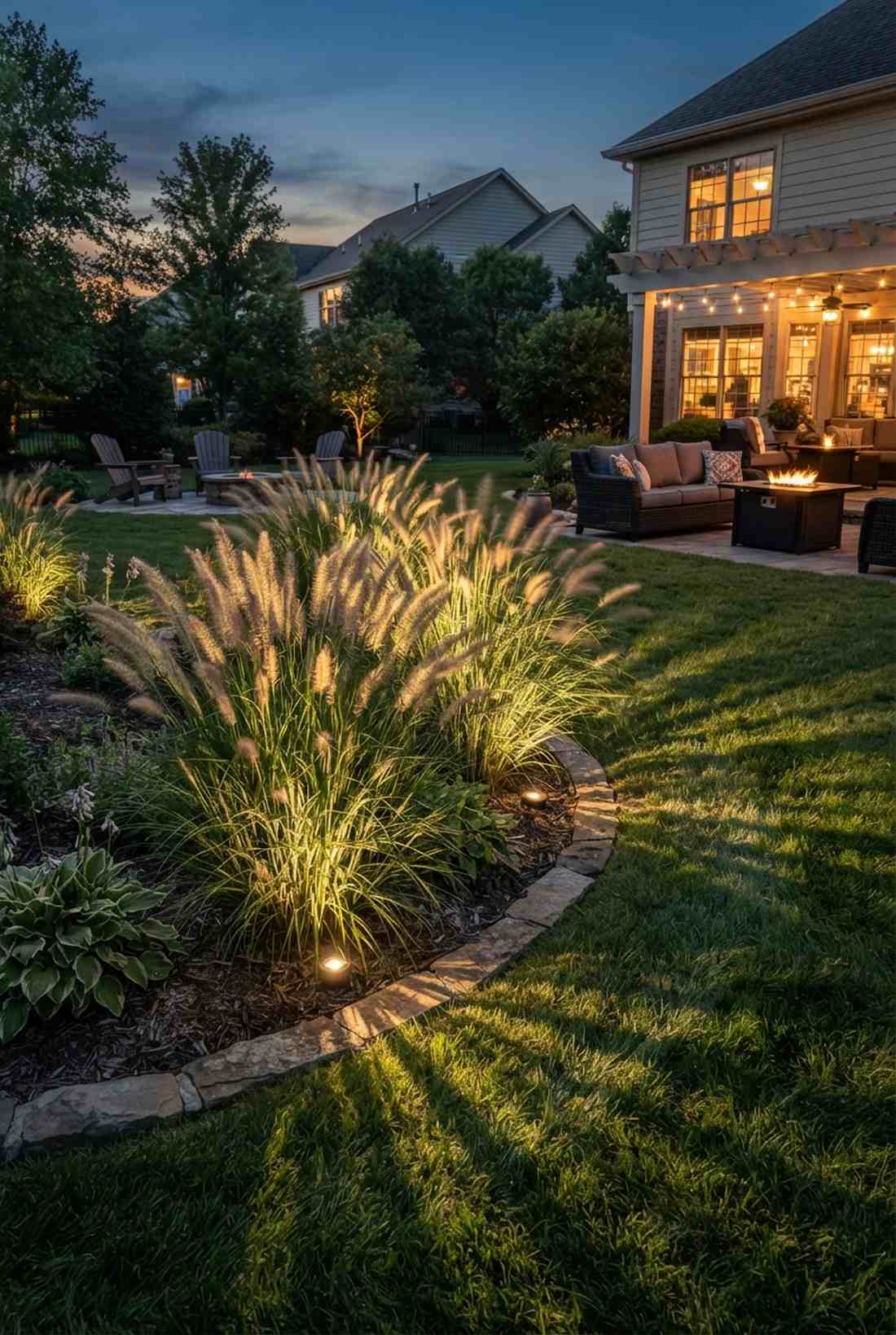 ornamental grass uplighting