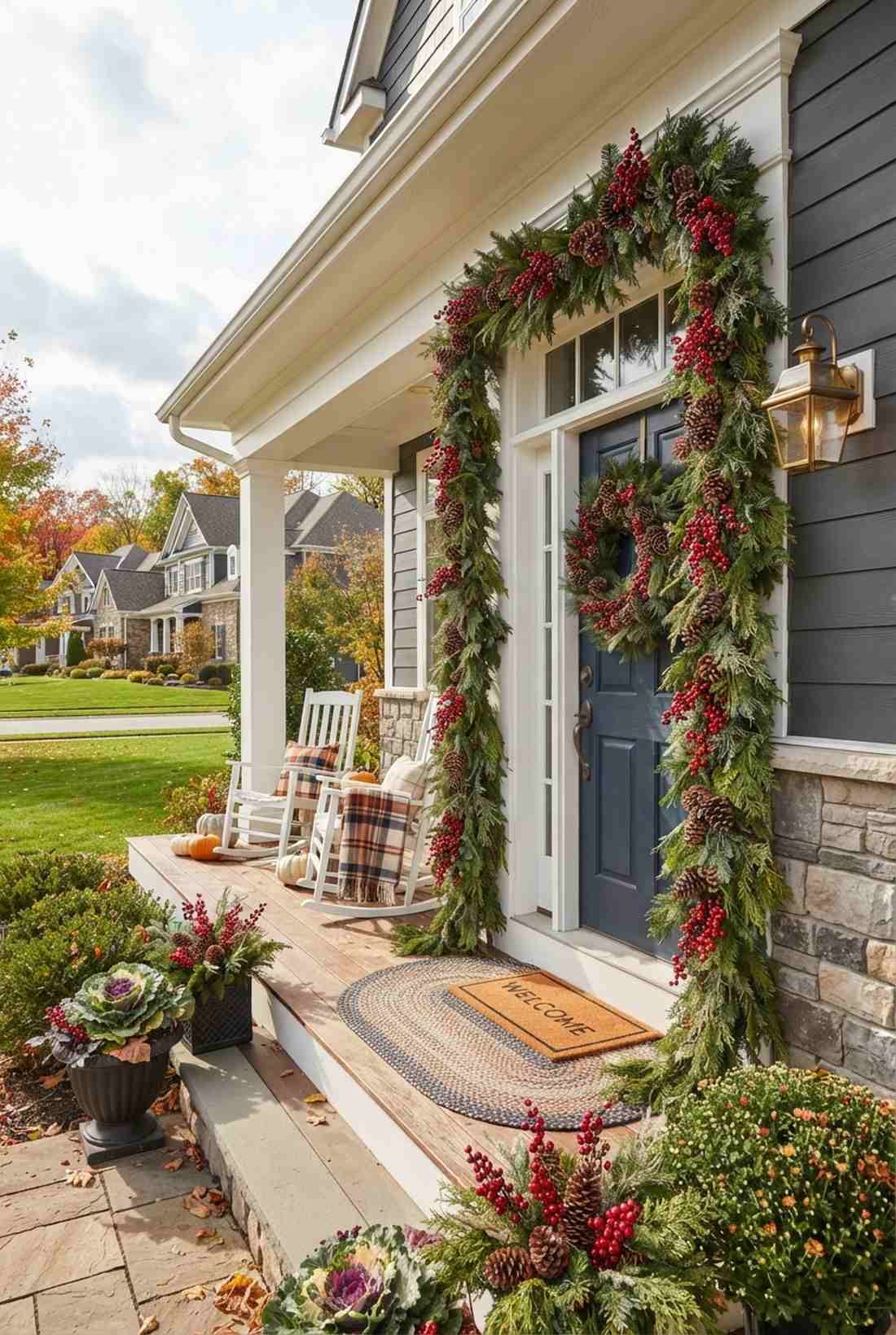 pinecone and berry accents