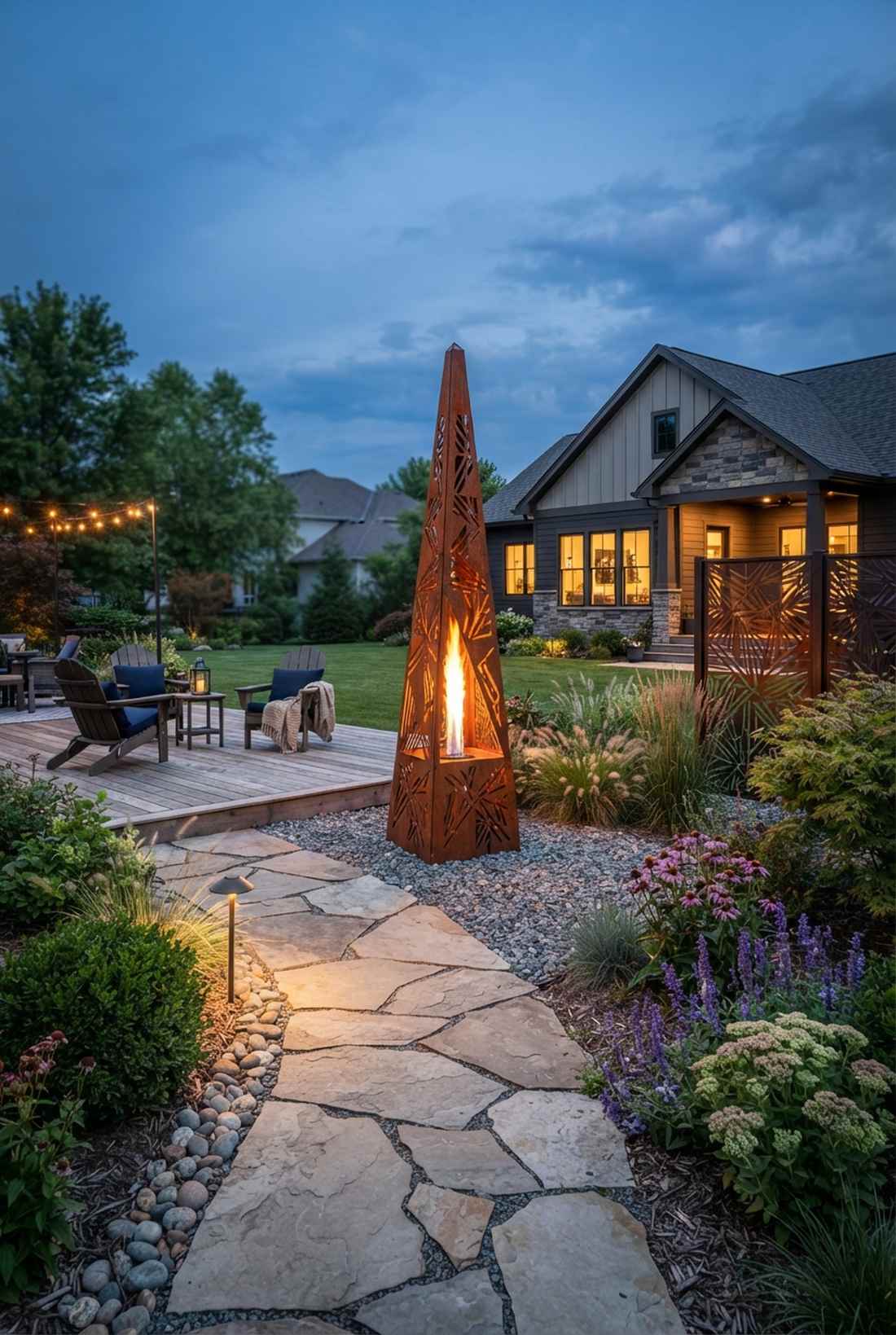 sculptural metal fire tower