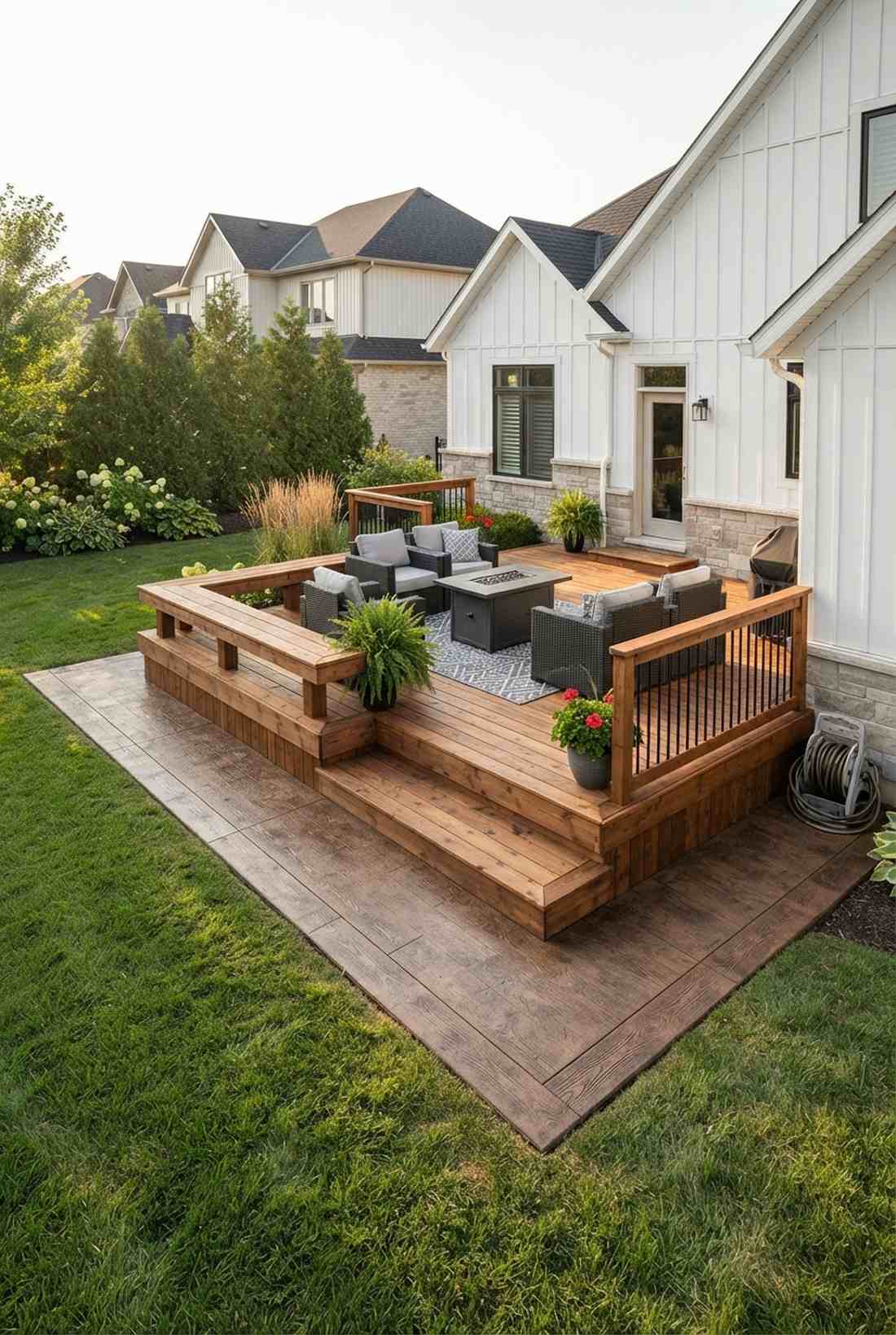 stamped concrete deck border