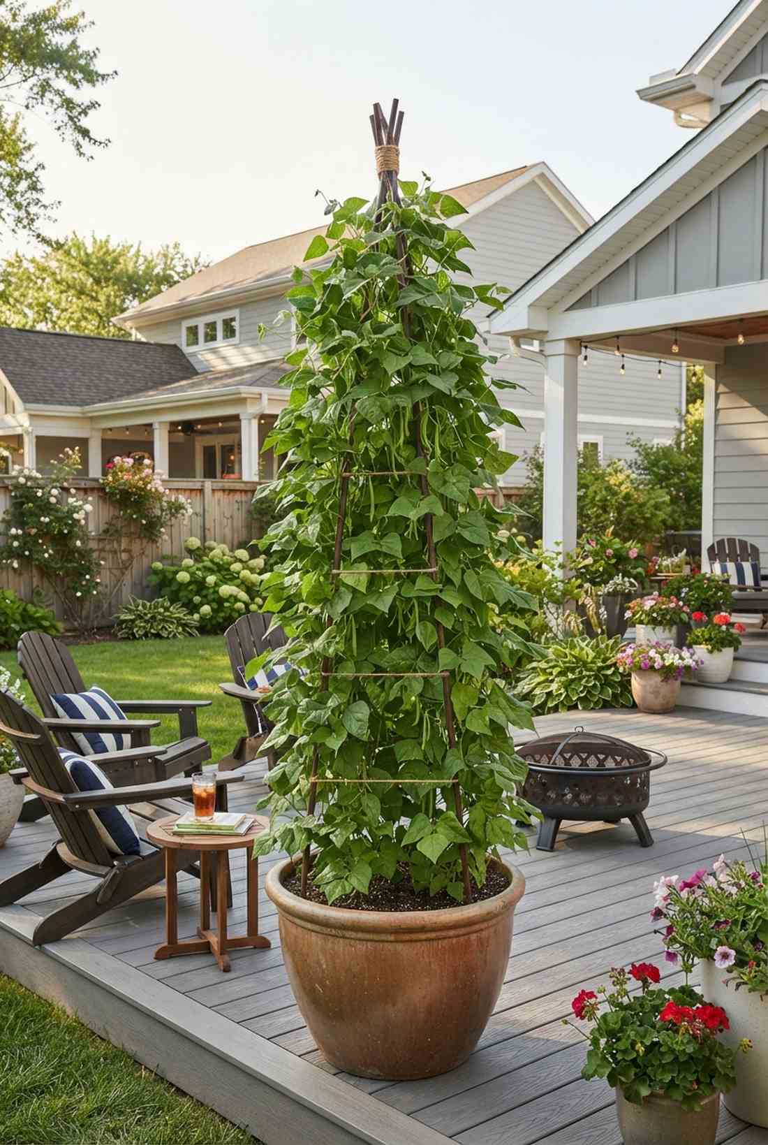 vertical bean teepees