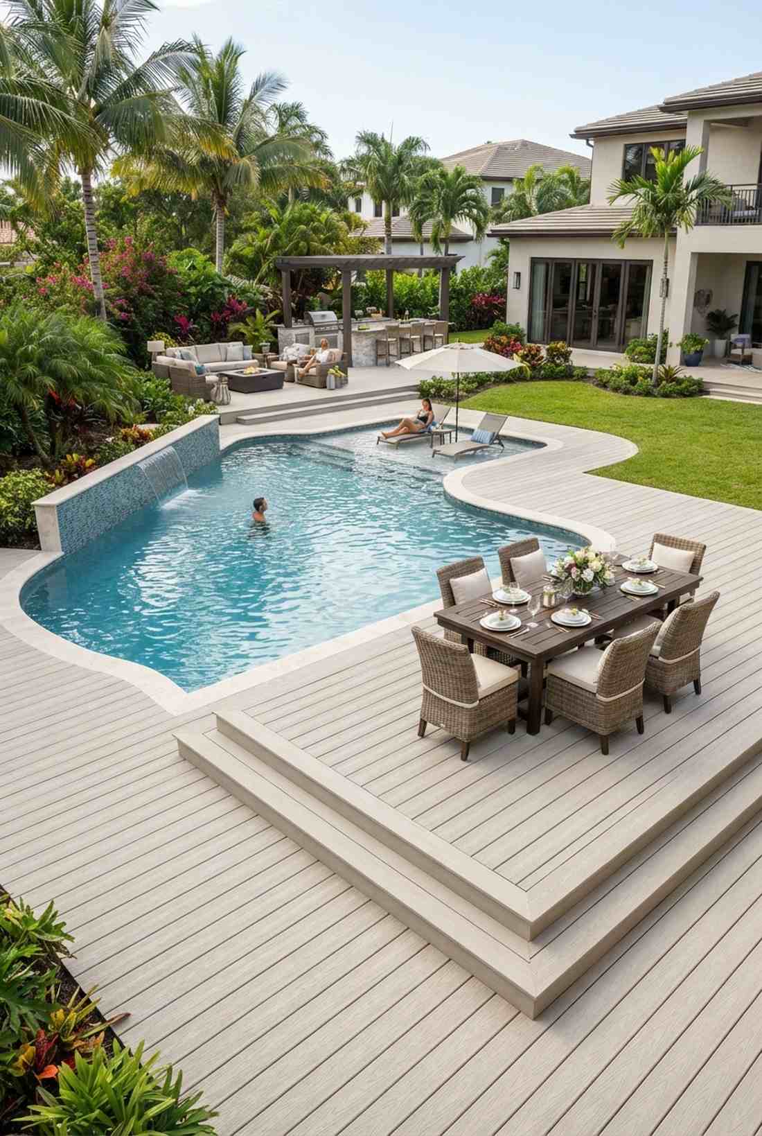 integrated pool deck patio