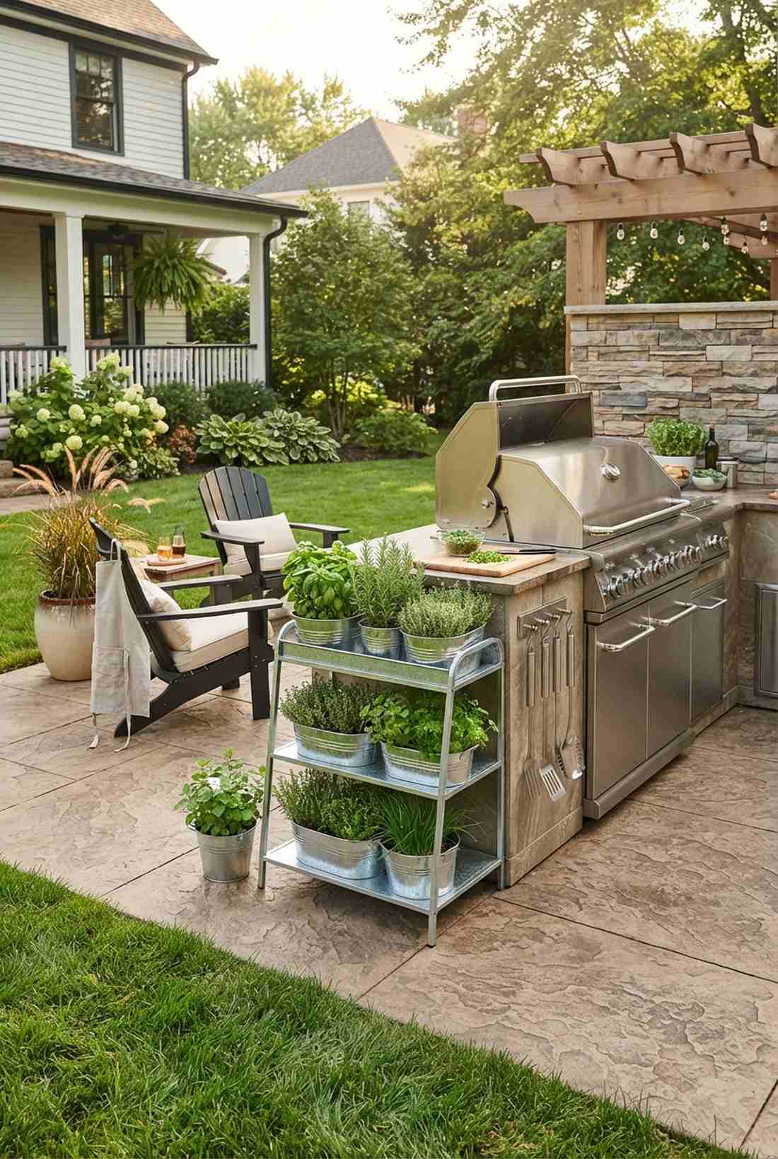 outdoor kitchen herb station