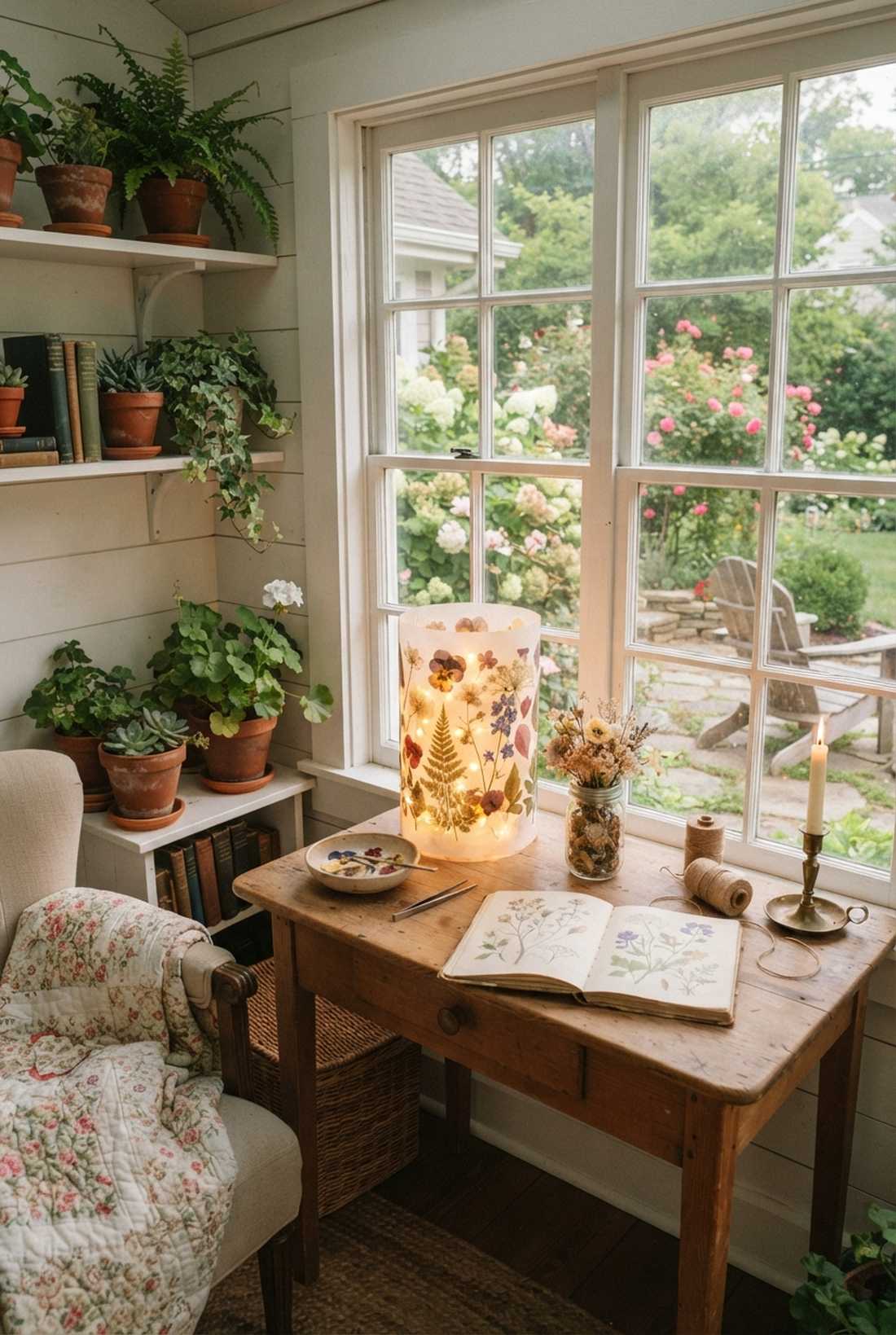 pressed flower mod podge lanterns