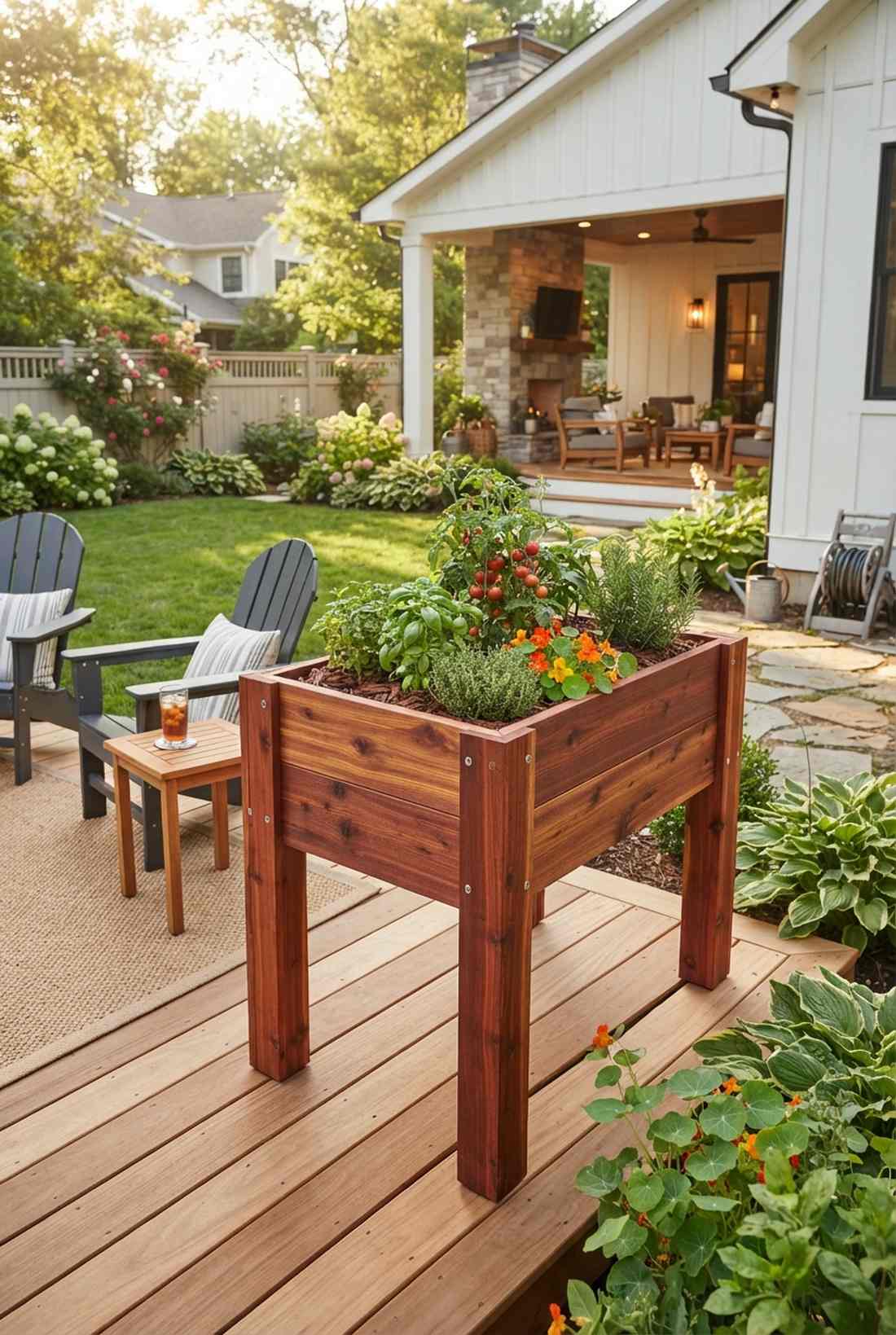 redwood elevated planter