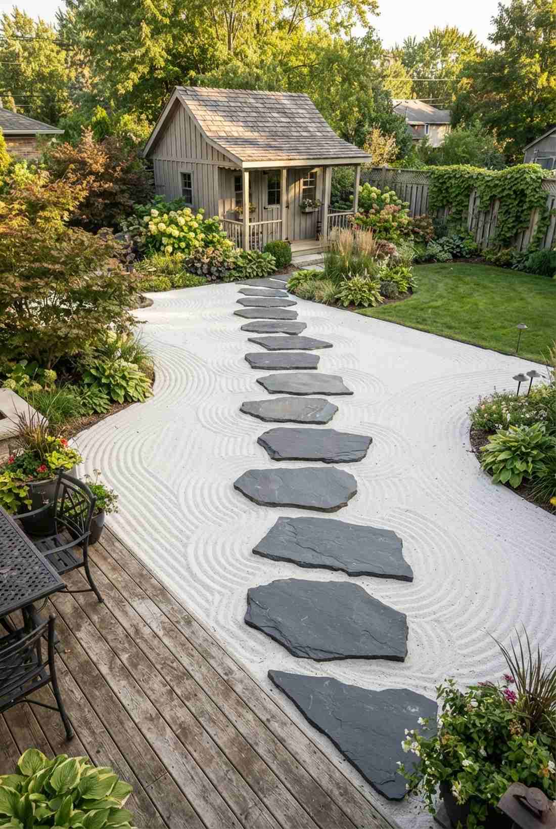 stone path crossing gravel field