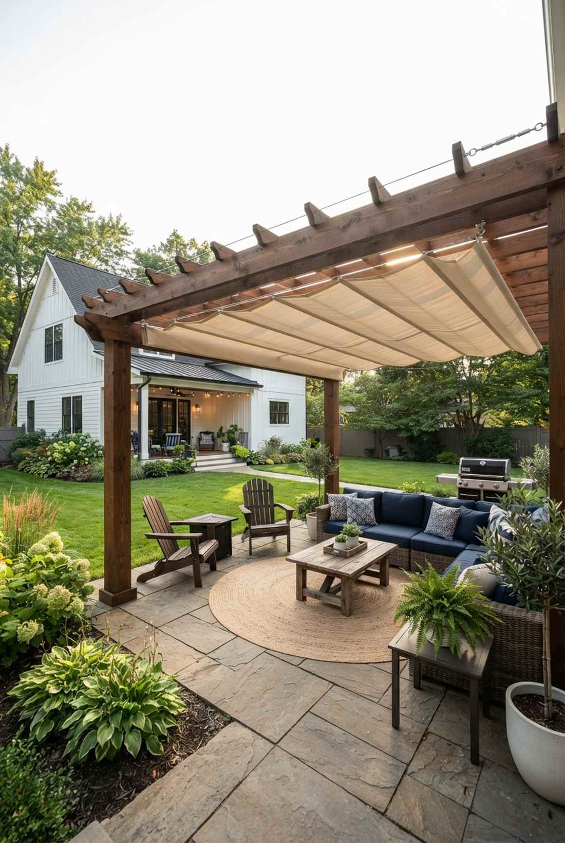timber pergola with retractable canopy