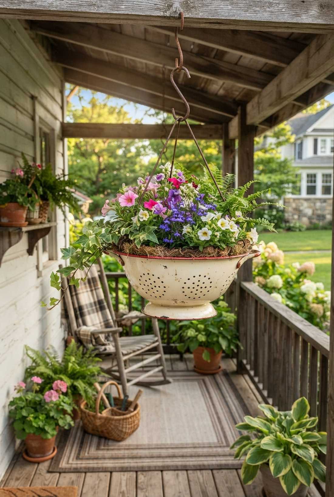 vintage colander planter