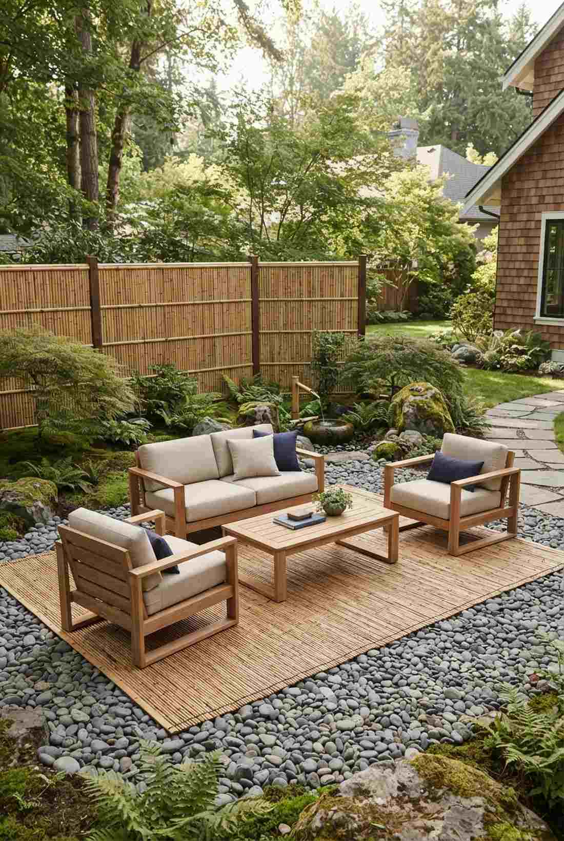 asian inspired teak set
