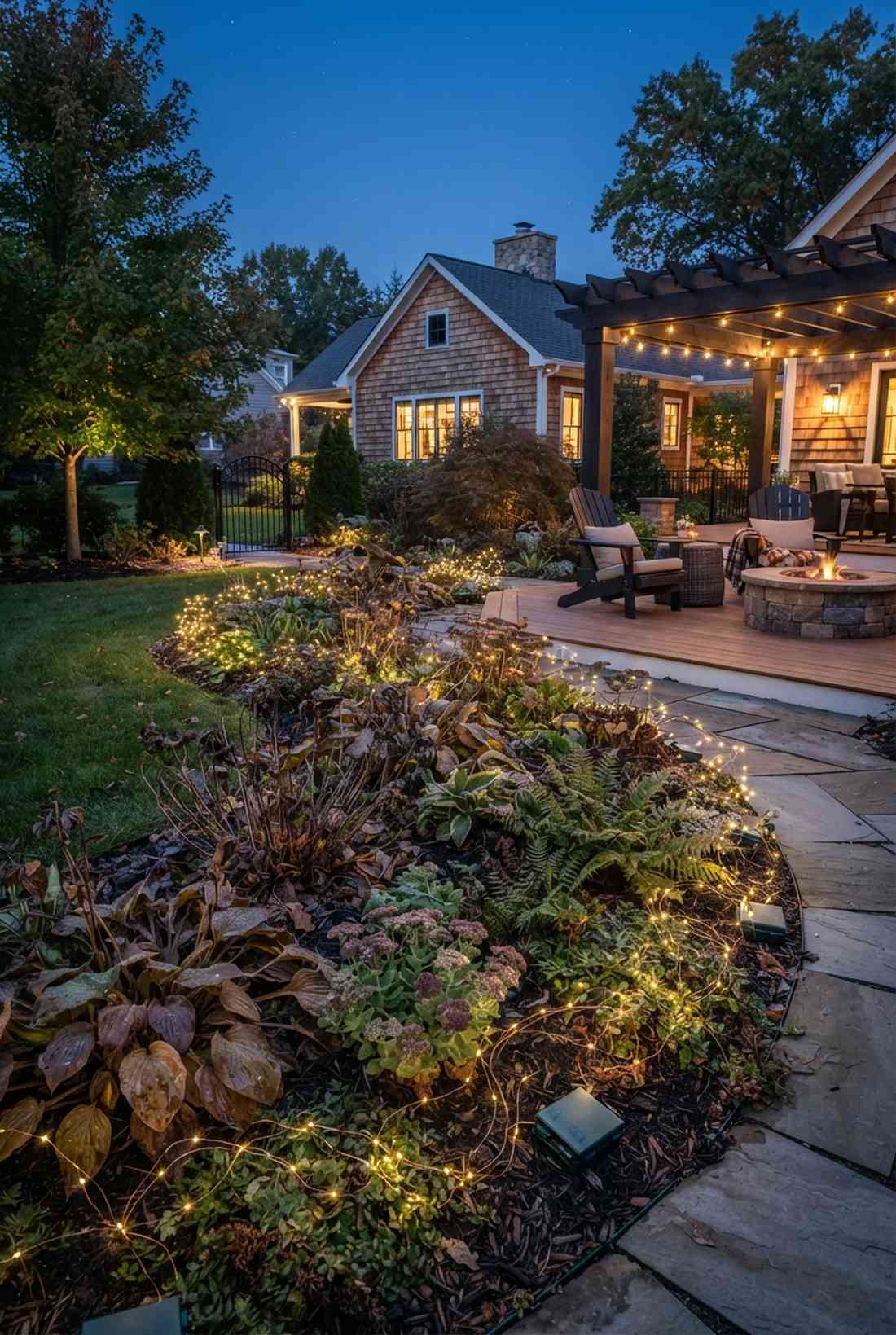 border plant fairy lights