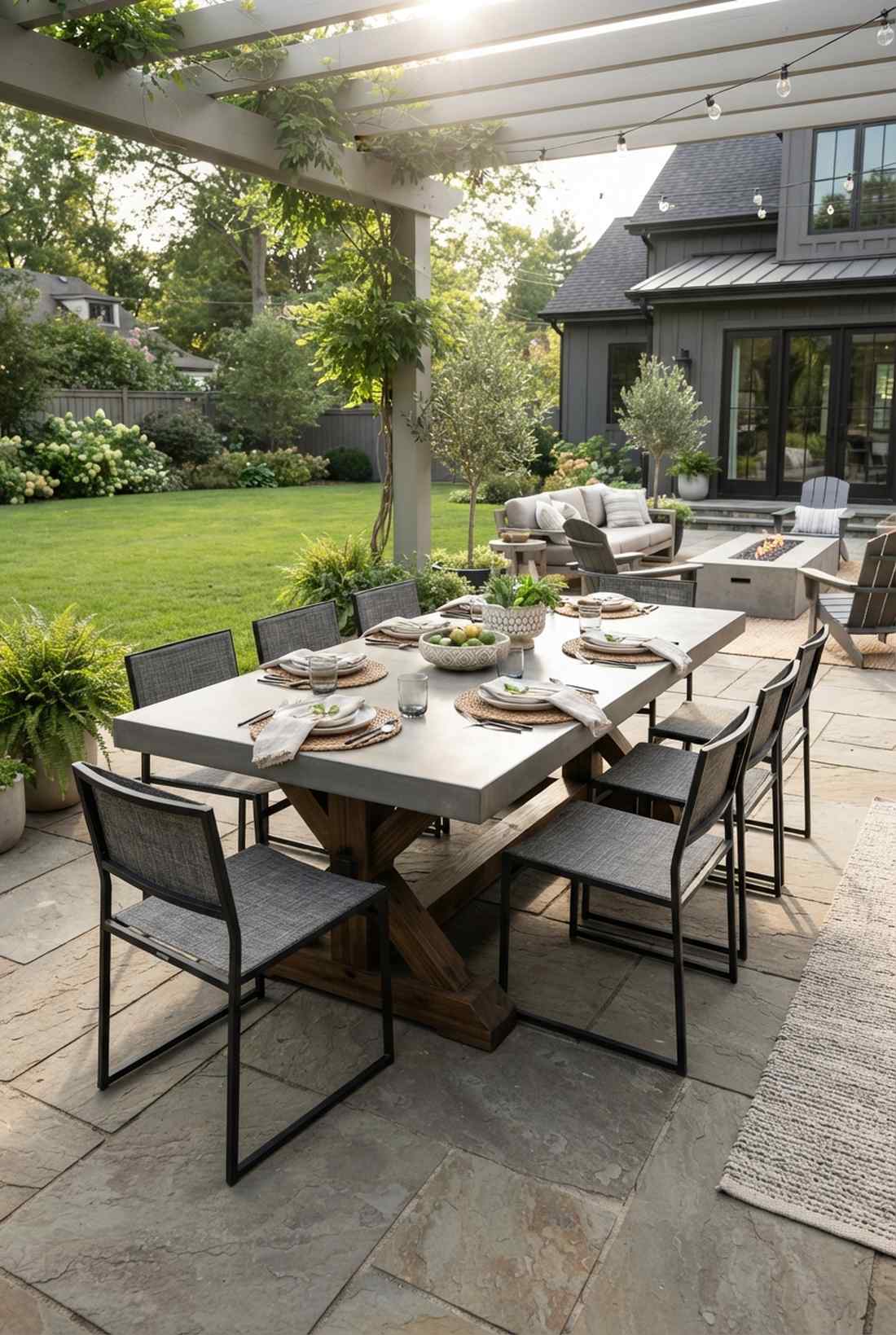 concrete and wood dining table