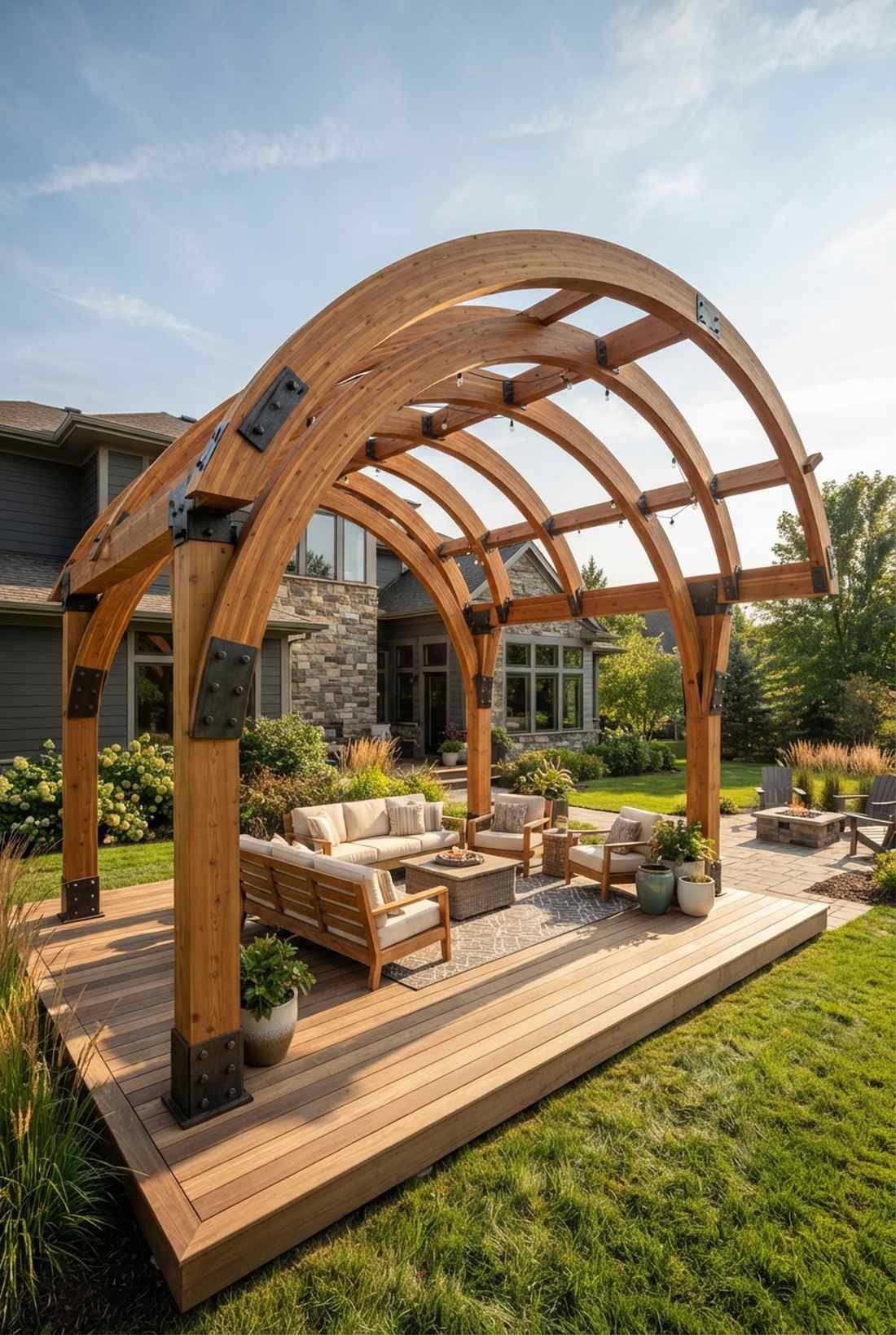 curved beam architectural pergola