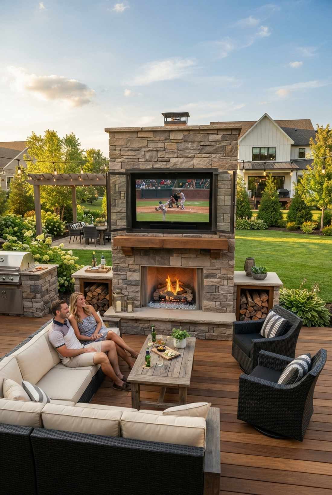 fireplace with built in entertainment system