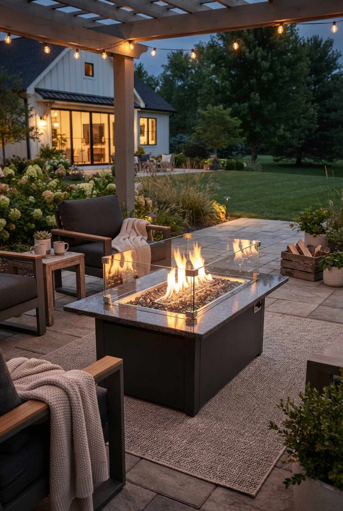 glass windscreen fire pit surround