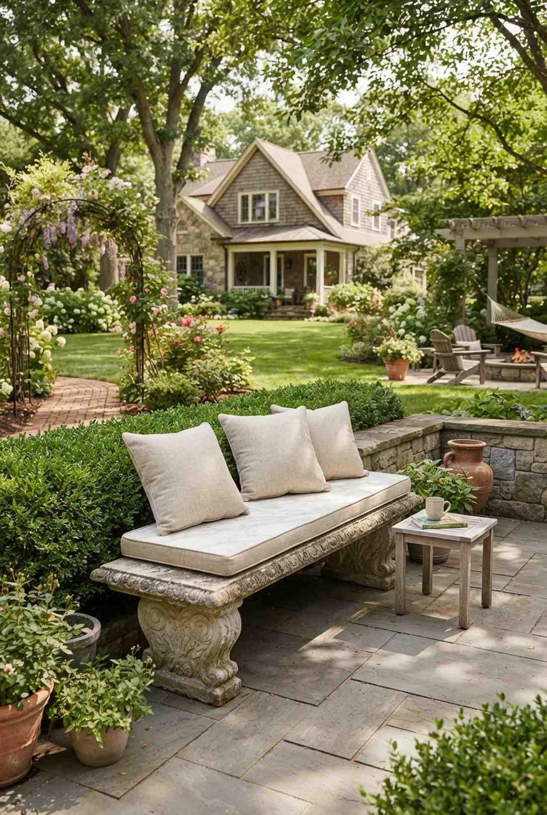 marble topped garden seats