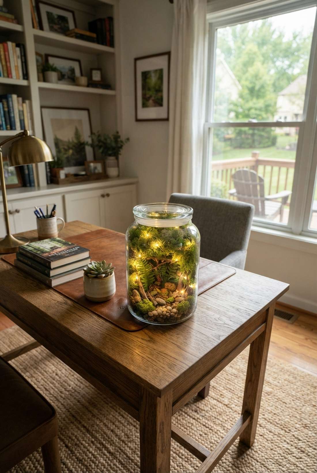 moss and fern terrarium lights