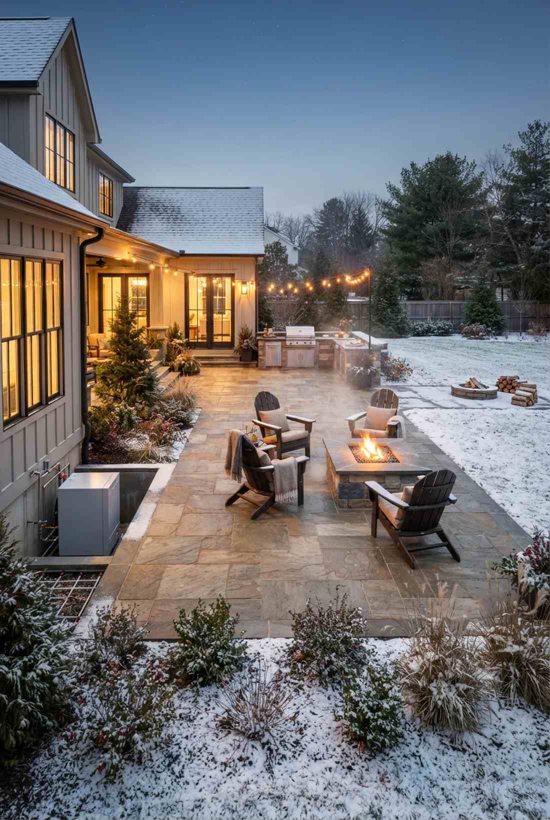 natural stone patio with radiant heat