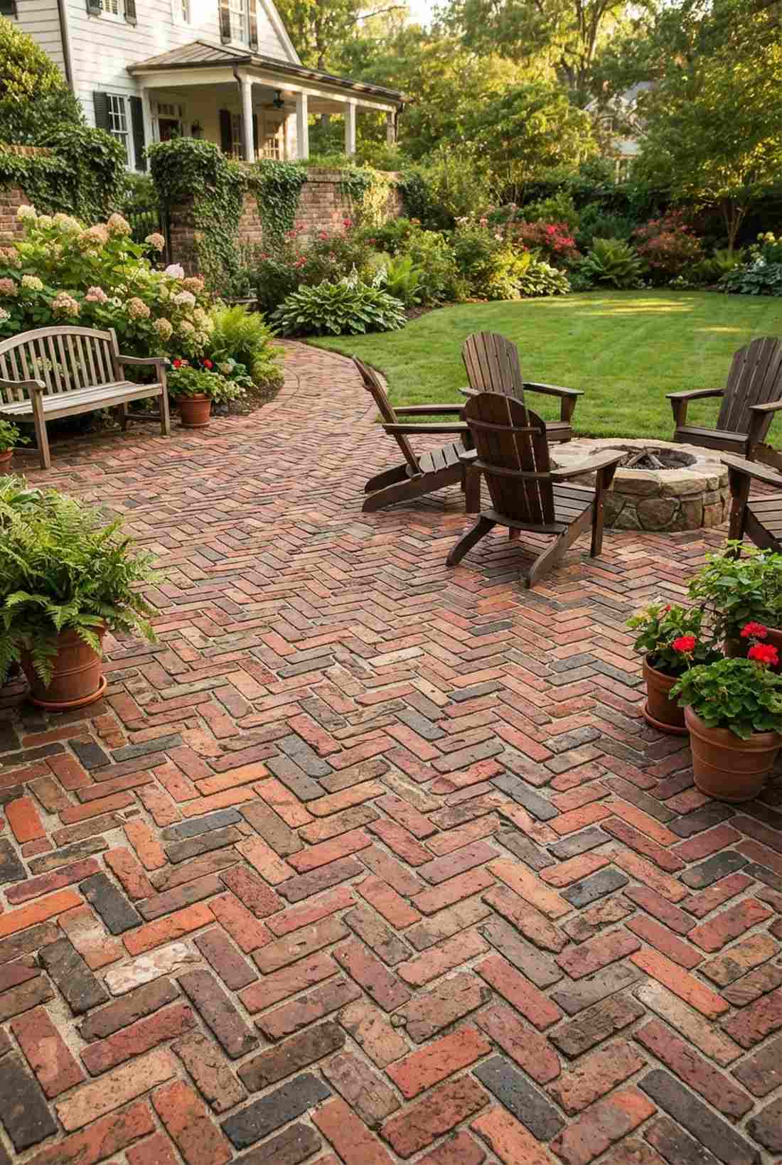 reclaimed brick herringbone