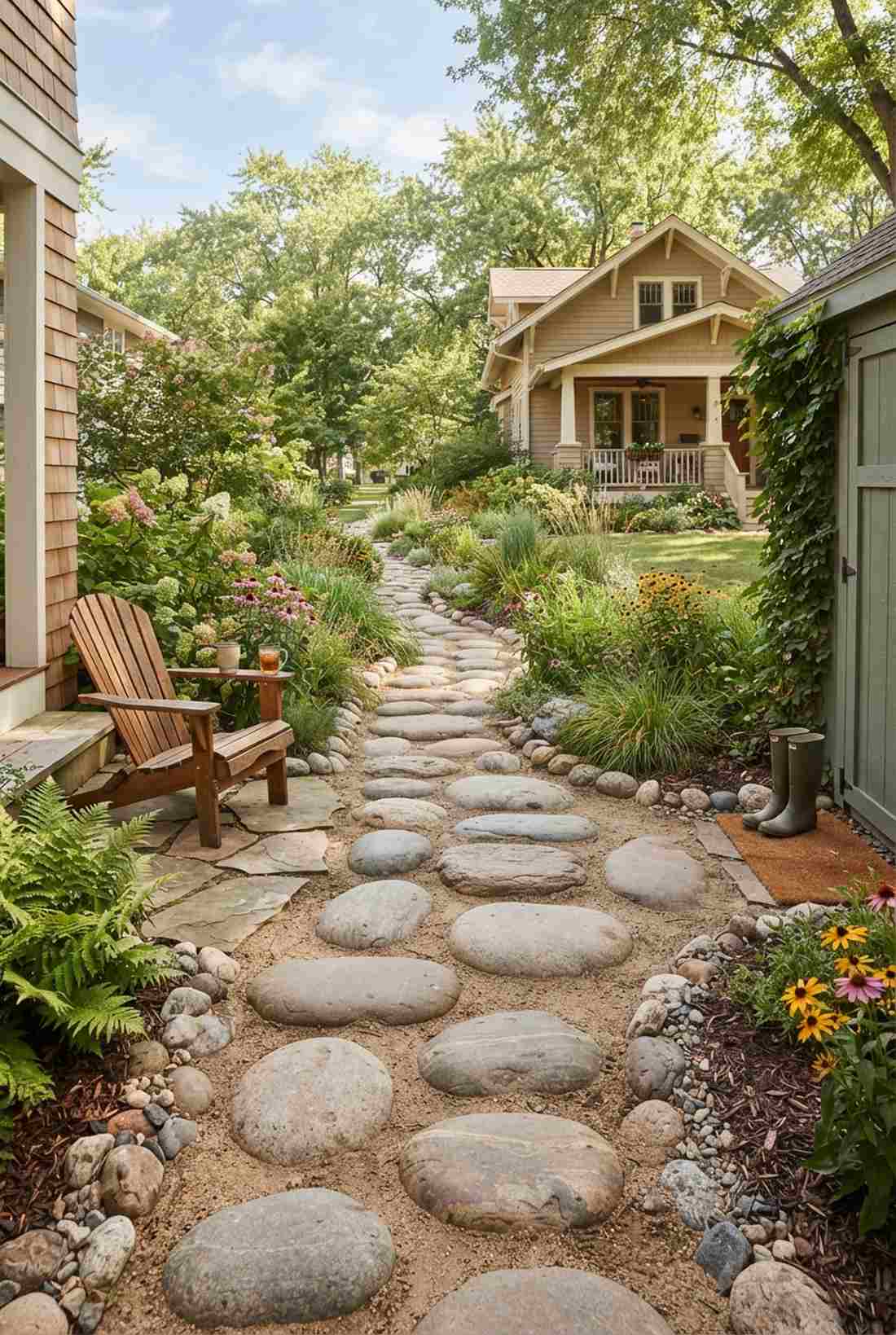 river stone pathway