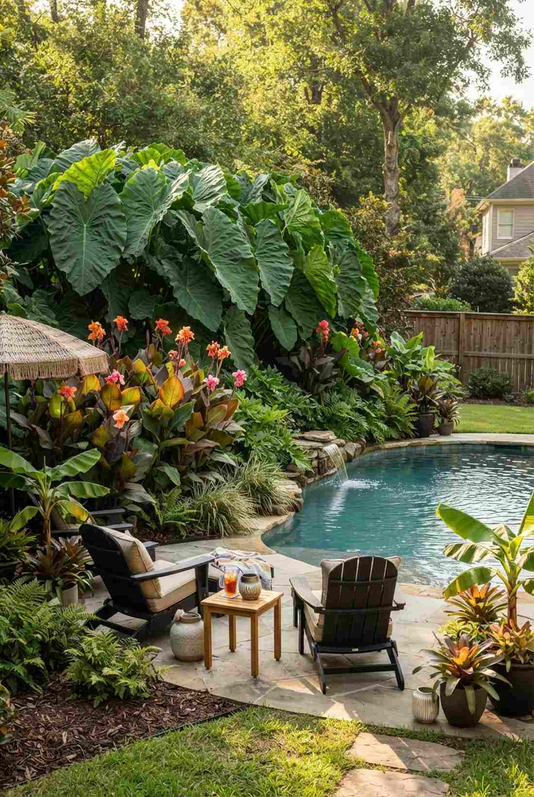 tropical bold foliage