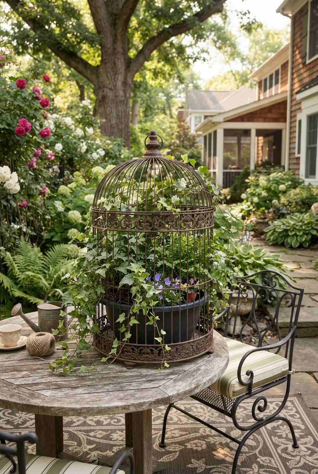 bird cage planter conversion